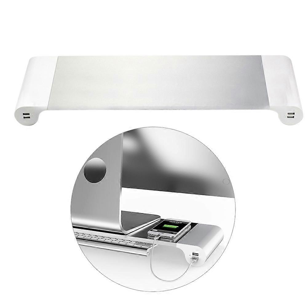 Rectangular Desktop Storage Stand For TV Users With Height Adjustment 21.9×6.6×2in Silver Color 1Pack