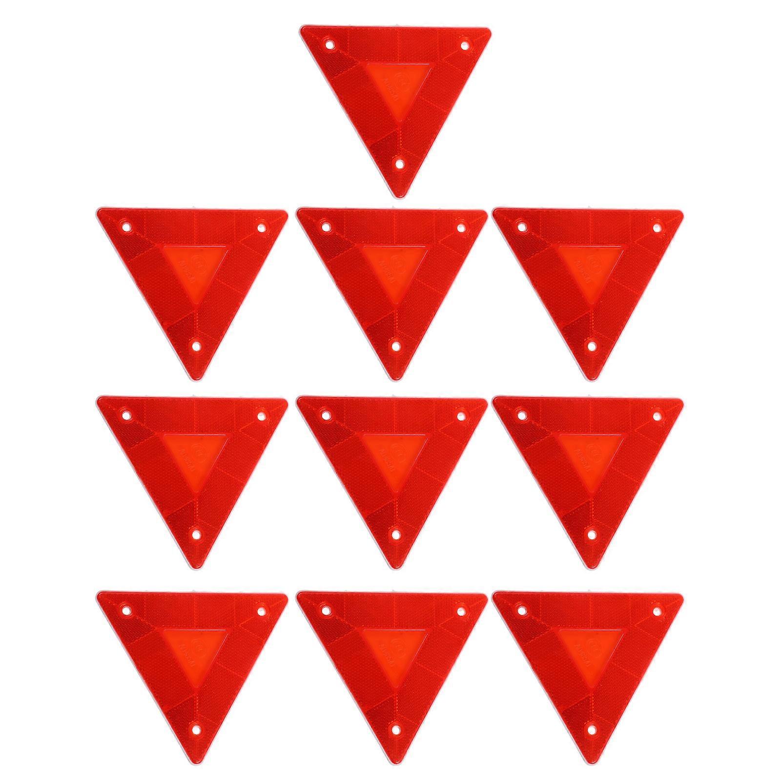 10pcs Car Reflective Warning Triangle Boards Weather Resistant Reflectors for Vehicle Safety Flexible Installation Easy to Clean Reflective Markers