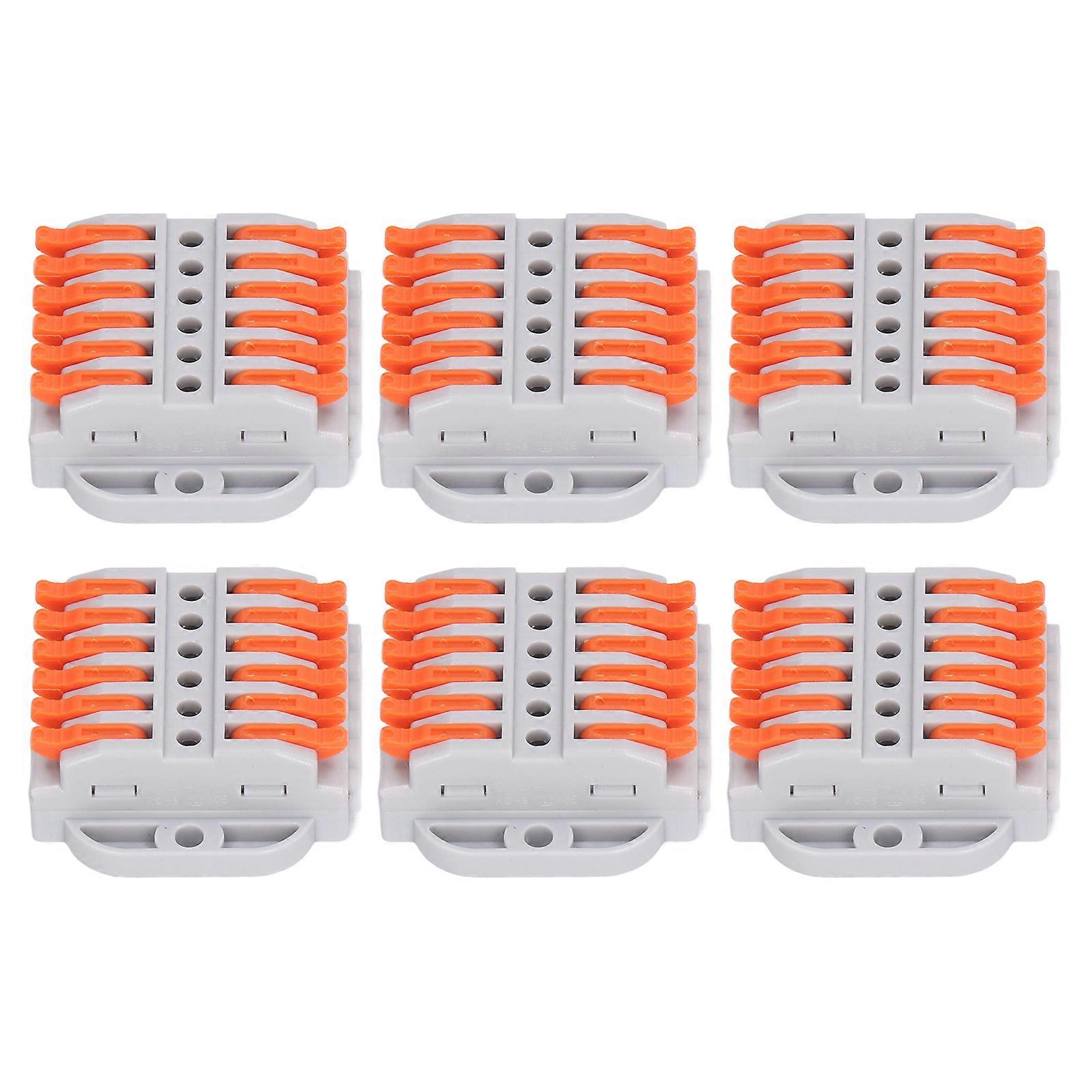 6Pcs Compact Wire Connectors ABS Copper Fast Connection Terminal Universal Wiring Conductors