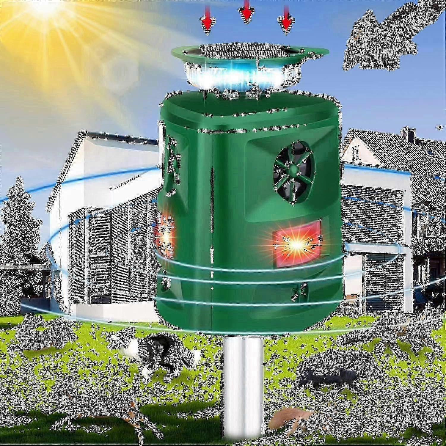 Outdoor Cat Repeller, 360 Solar Ultrasonic Animal Repellent with Motion Sensor & LED Flashing Light, Cat Scarer 5 Modes Adjustable Waterproof Dog Rabb