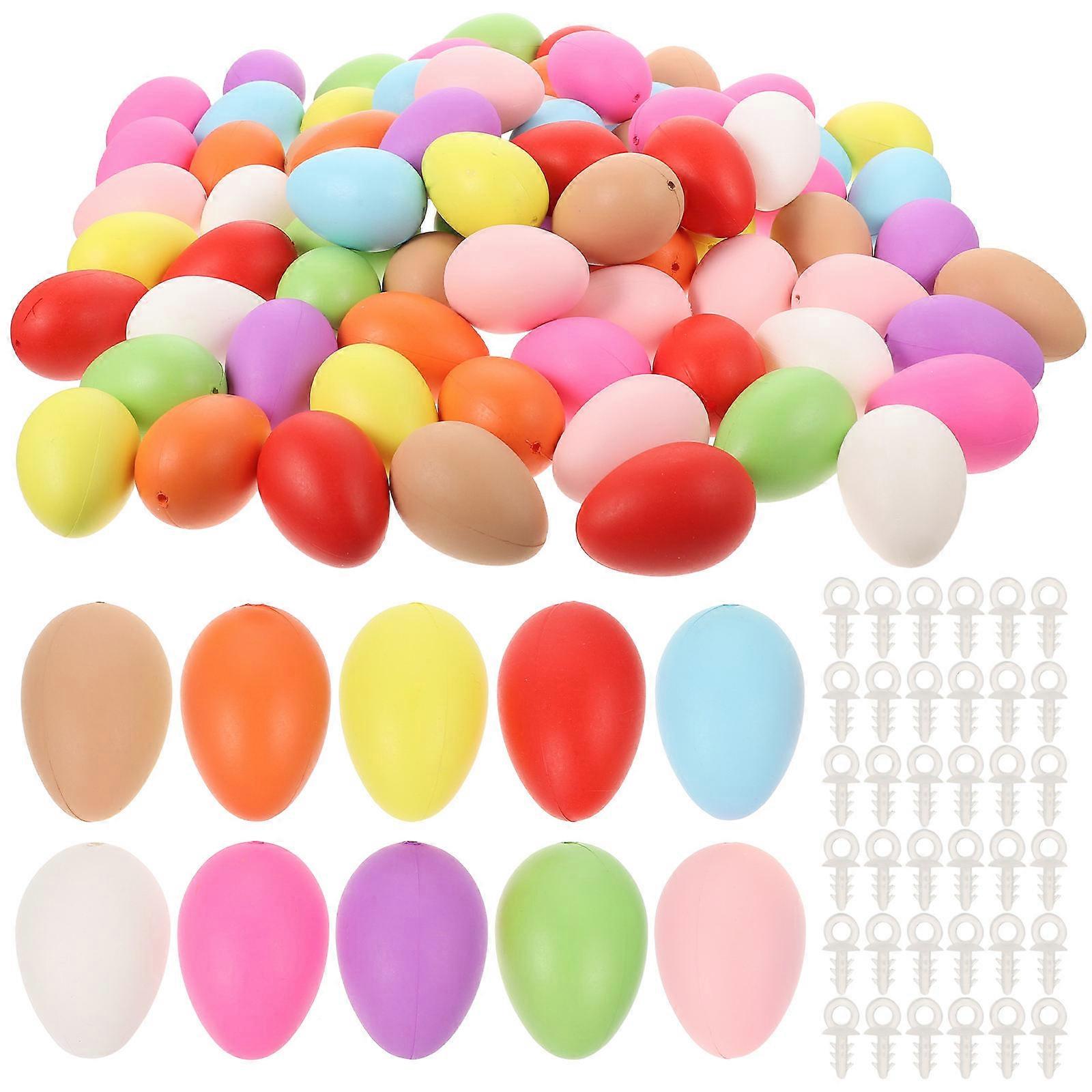 100pcs Easter Hanging Eggs Decorative Hand Painted DIY Crafts Ornaments