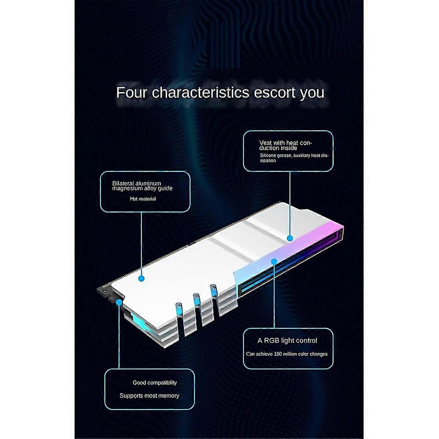 Pour ordinateur Ddr4 Ddr5 5v argb sync mémoire radiateur pc armure fruugo uk argent blanc