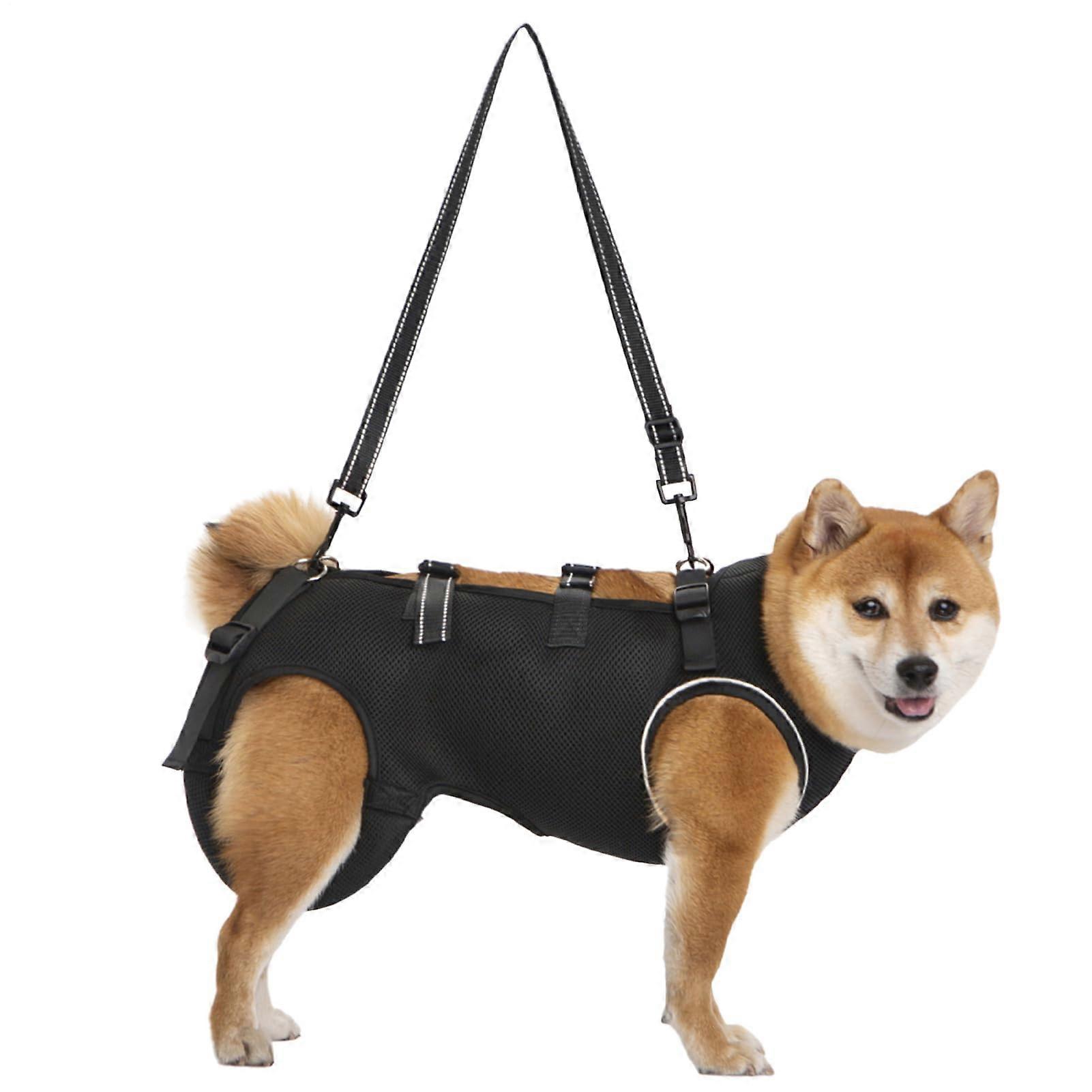 Dog Support Harness With Carry Handle | Adjustable Breathable Puppy Vest With Leg Support & Carry Strap | Black Size S