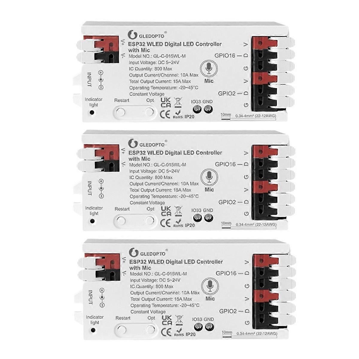 WLED Light Strip Controller ESP32 LED Controller White