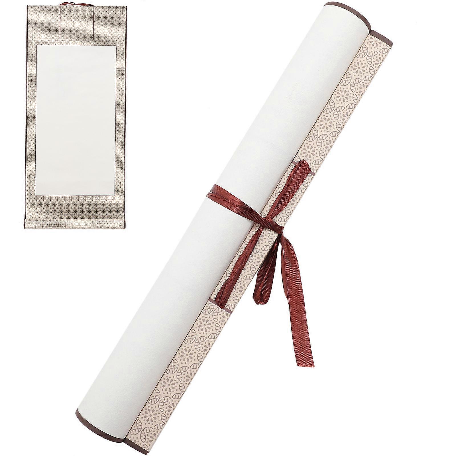 2pcs Grey Paper Scroll for Chinese Painting and Calligraphy with Moderate Ink Inhibition 29.5x118