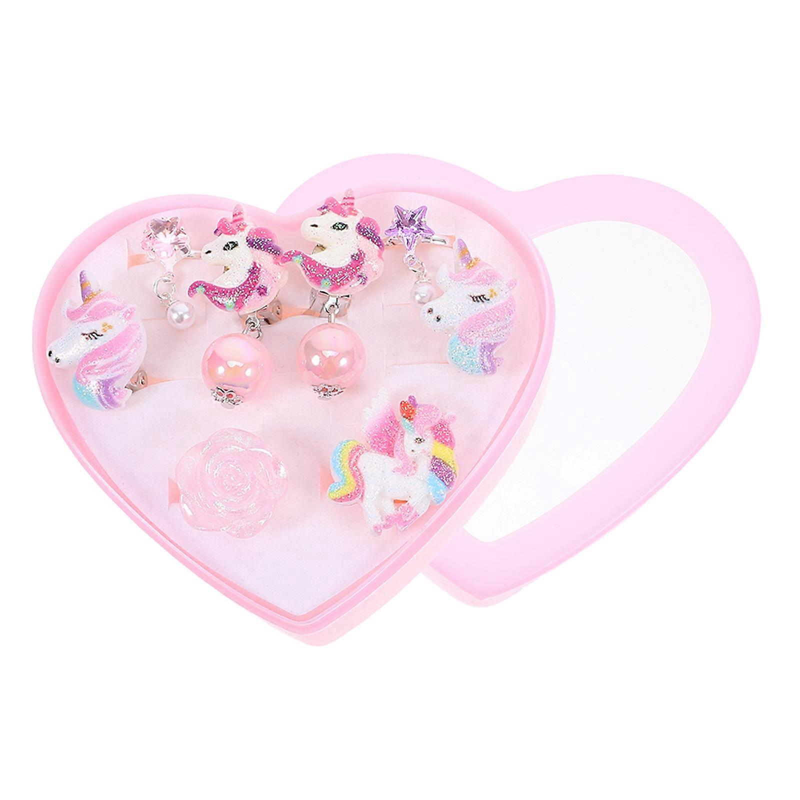 Cute Unicorn Clip Earrings, Lightweight and Comfortable Jewelry with Heart Shaped Box Packaging for Parties and Festivals