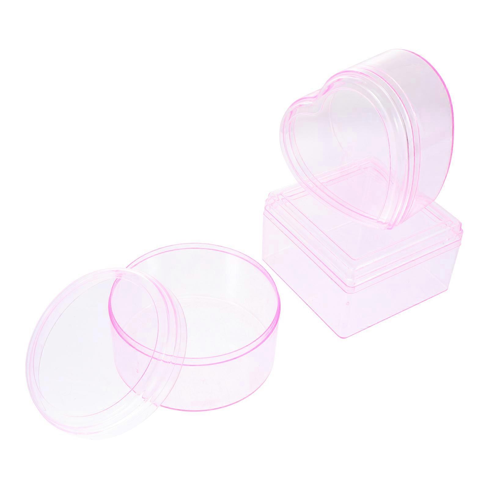 Candy Containers 3Pcs Plastic Storage Boxes Suitable For Home Organization Pink Color For Snack Storage