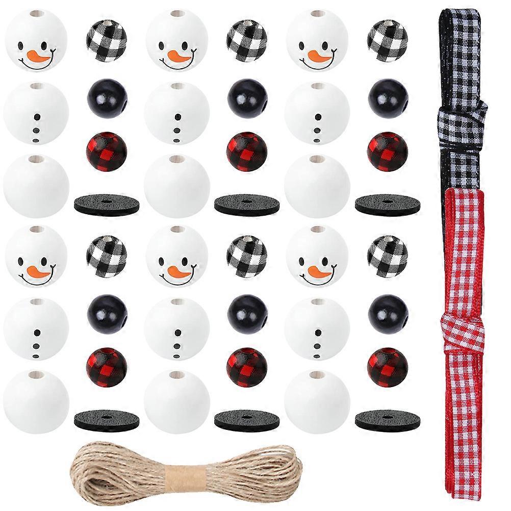 DIY Snowman Pendant Beads for Christmas Decor Multi Plastic Loose Bead Set for Crafting