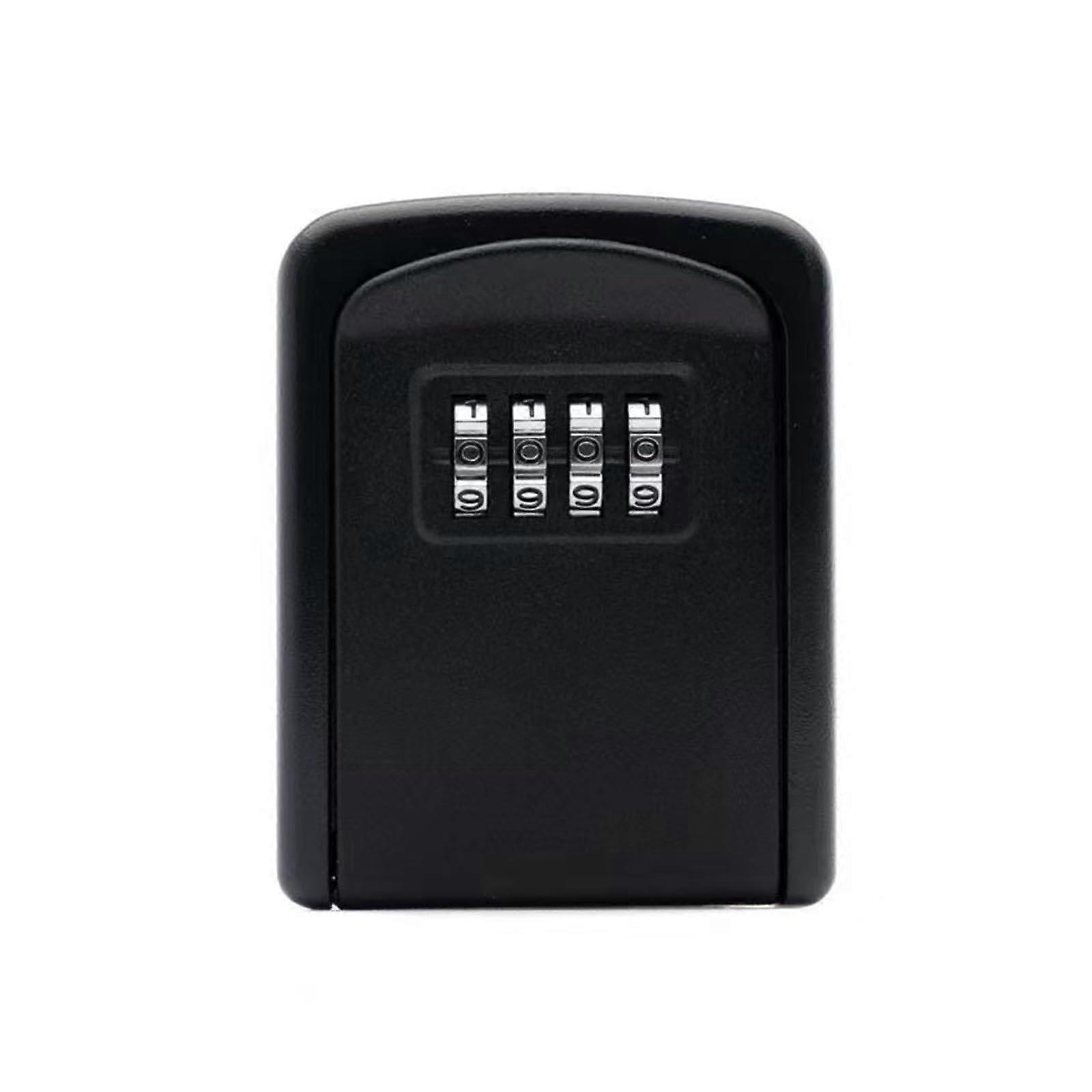 Small Aluminum Alloy Safe - Wall-Mounted Key Safe, Waterproof Outdoor Key Box, 4-Bit Password Lockbox, Model N Nero A