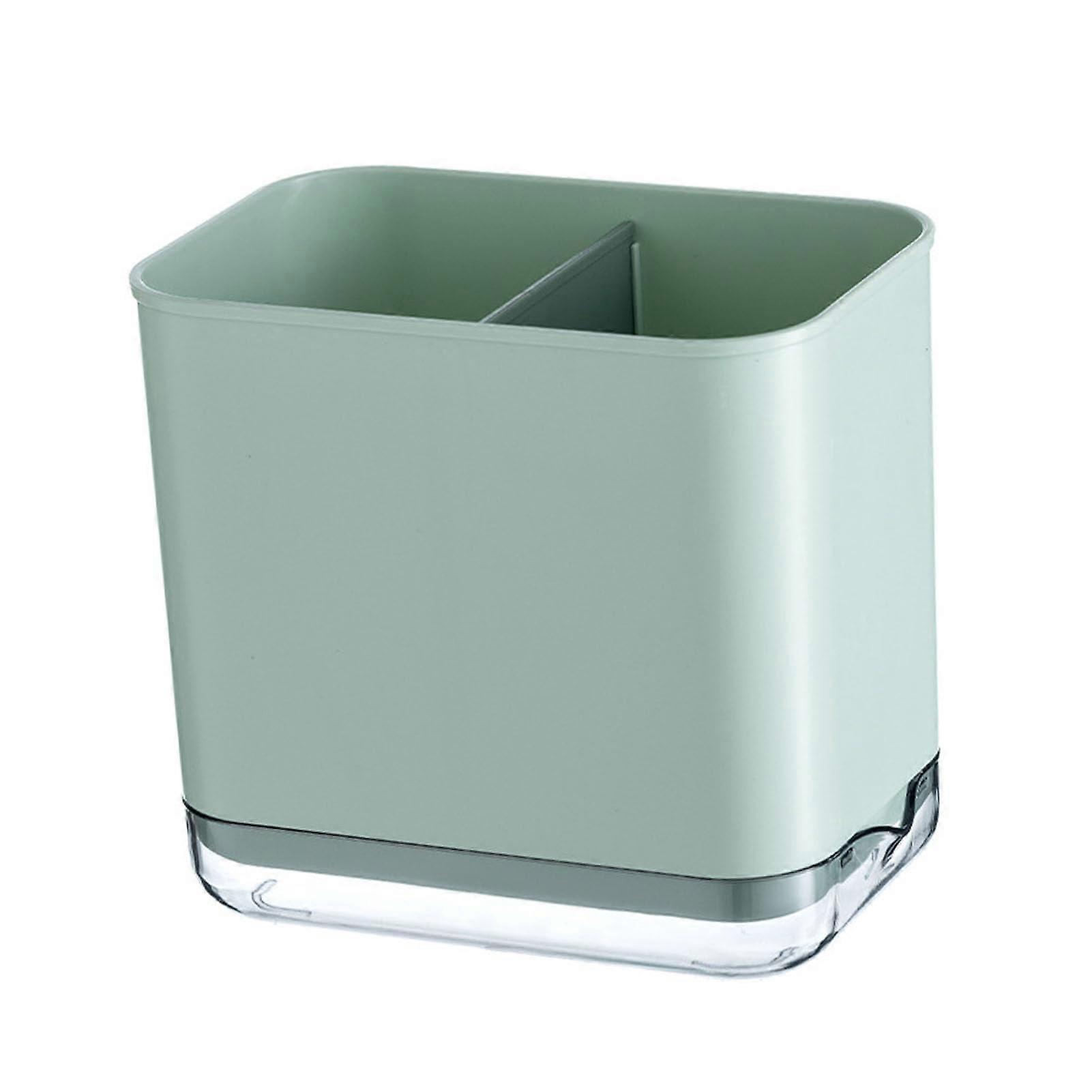 Utensil Holder with Drainage for Kitchen Spoons Forks Chopsticks Rustic Storage Box Green