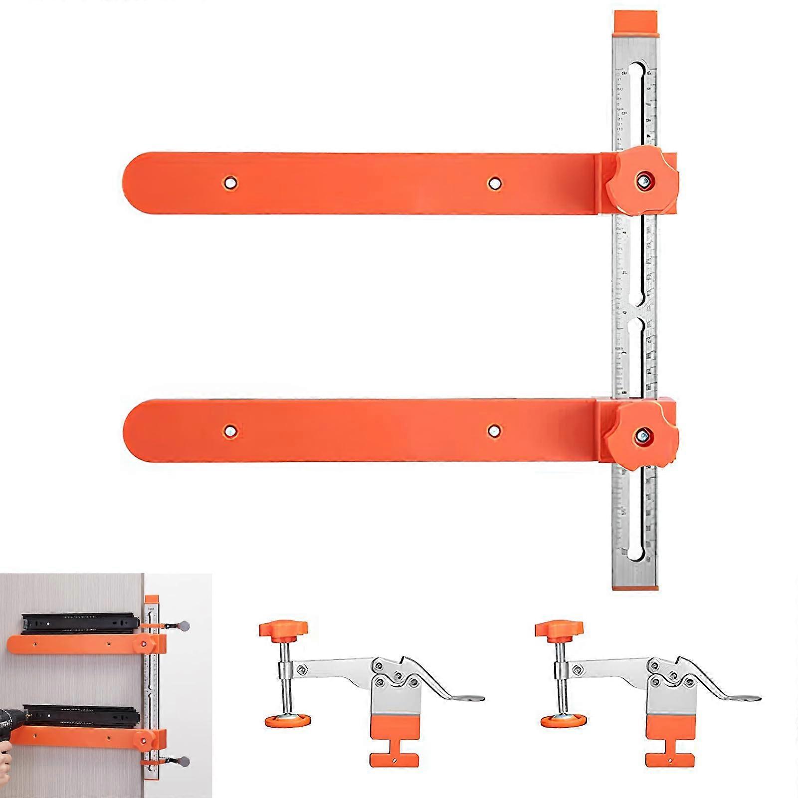 Drawer Guide Mounting Kit, Precision Cabinet Fitting Gauge, Adjustable Hole Finder for Quick Drawer Assembly (S for 2 Guides)