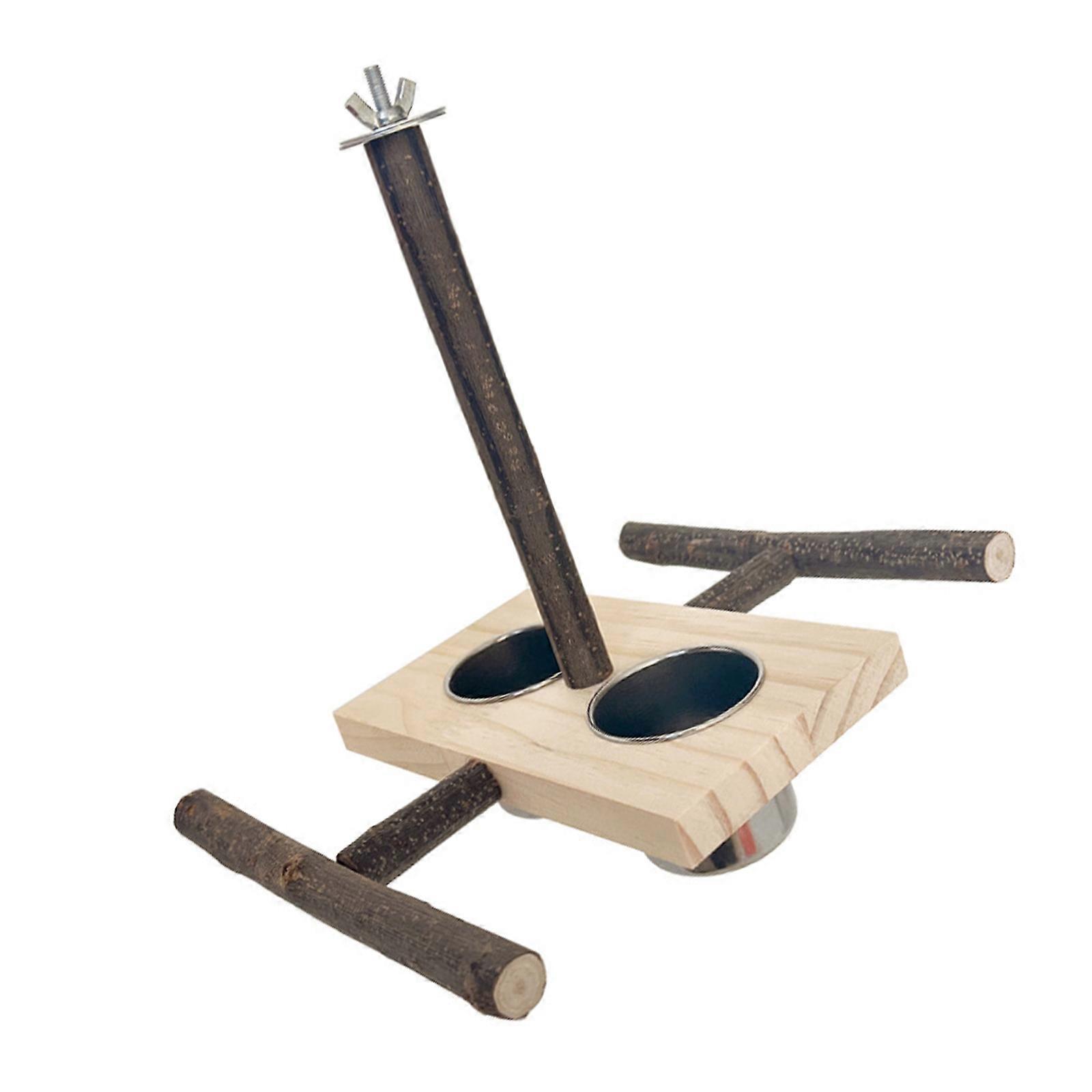 Feeding Cups Toy for Bird Perch Stand Training Grinding Scratchers Perch Molar Chew Toy for Parrots Parakeets Toy Bird Multicolor