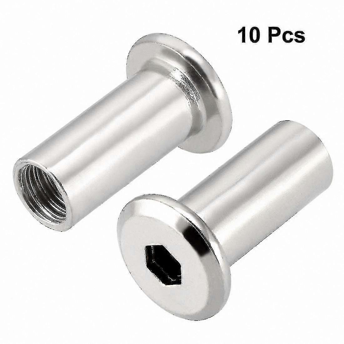 Furniture Mounting Hardware - 10pcs M8x20mm Hex Socket Threaded Nut Sleeve Post Insert