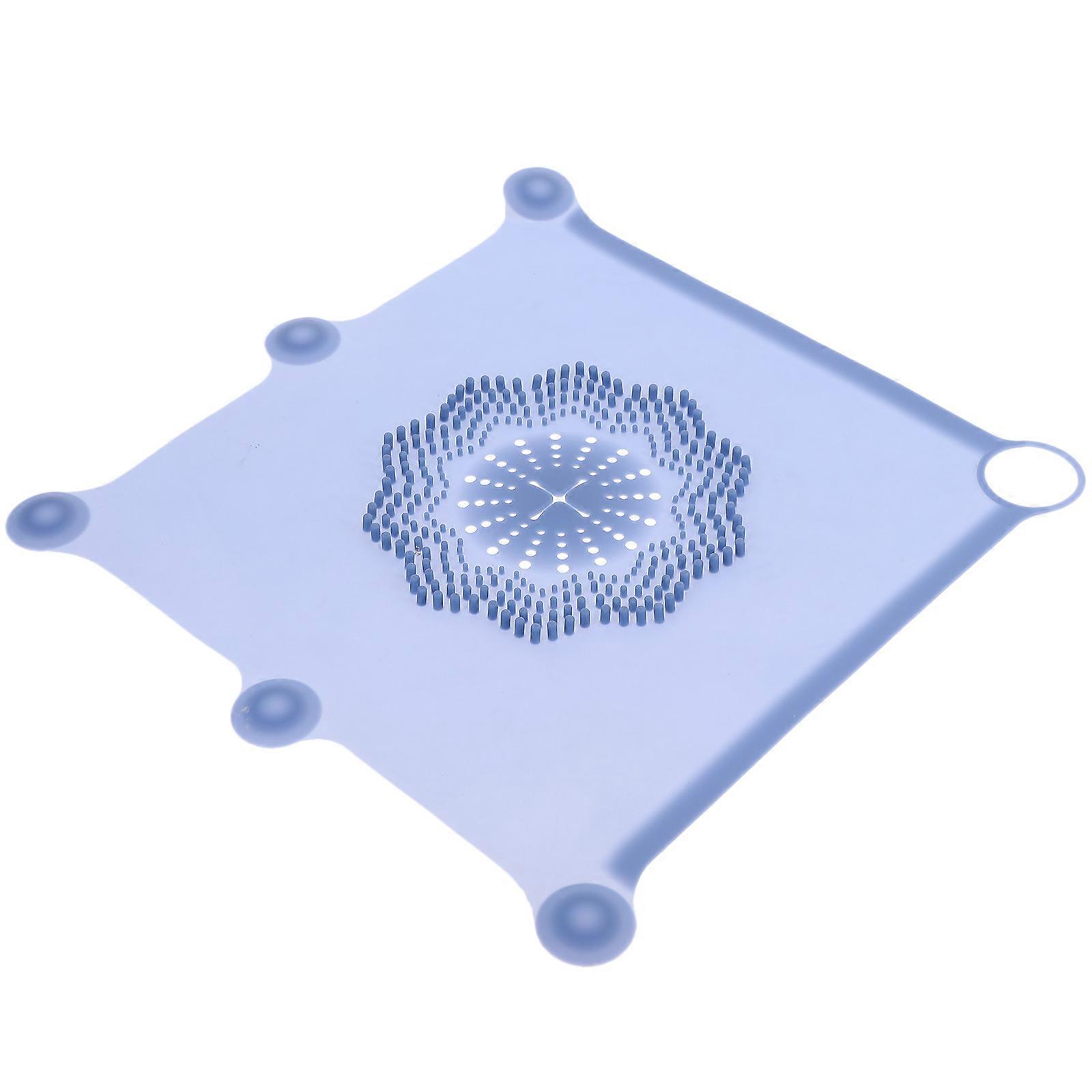 Floor Drain Hair Catcher Filter with Anti-Clogging Function 2Pcs Blue Silicone