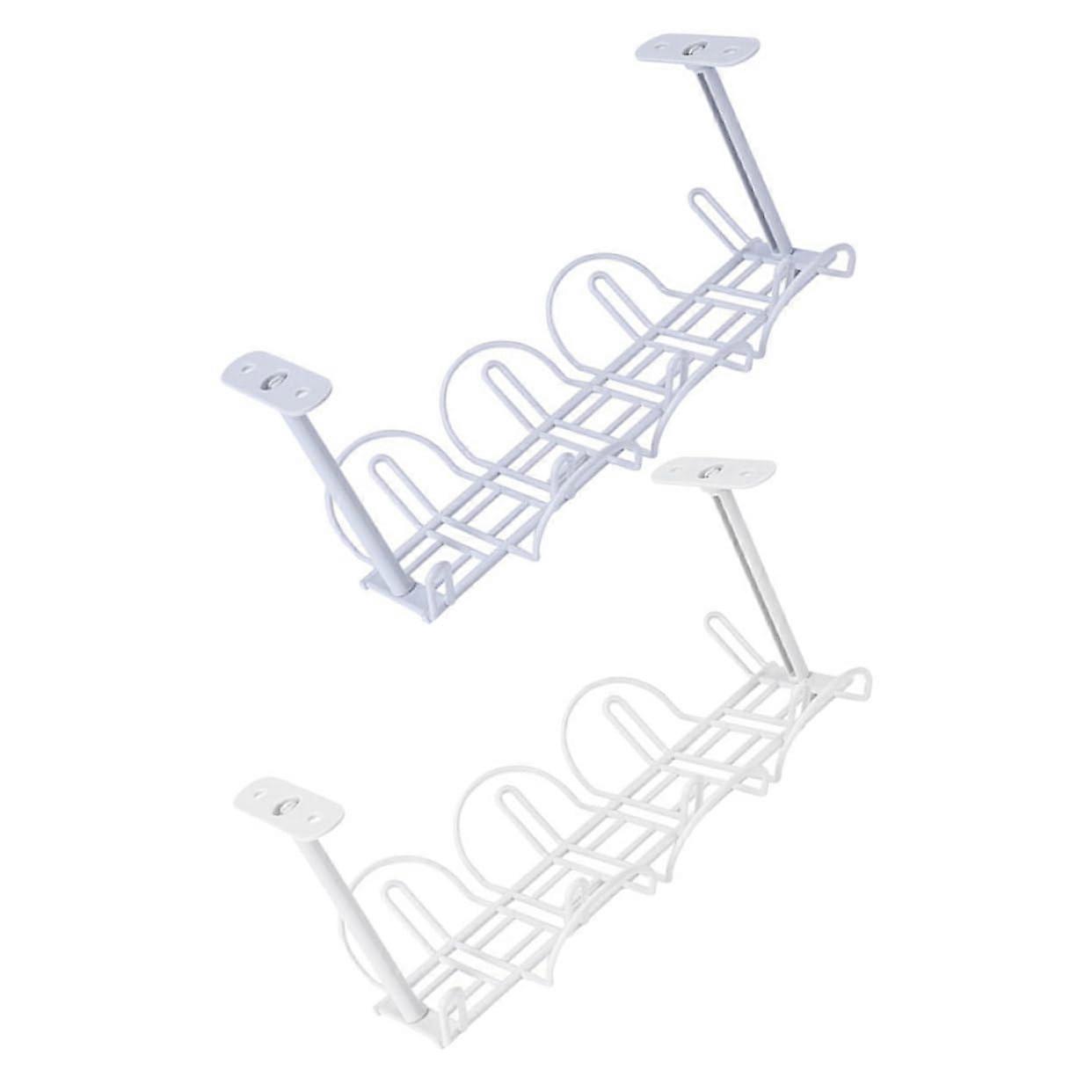 Cable Management Rack 2-Pack Under Desk Wire Organizer For Standing Desks Slim Easy Hide Cables