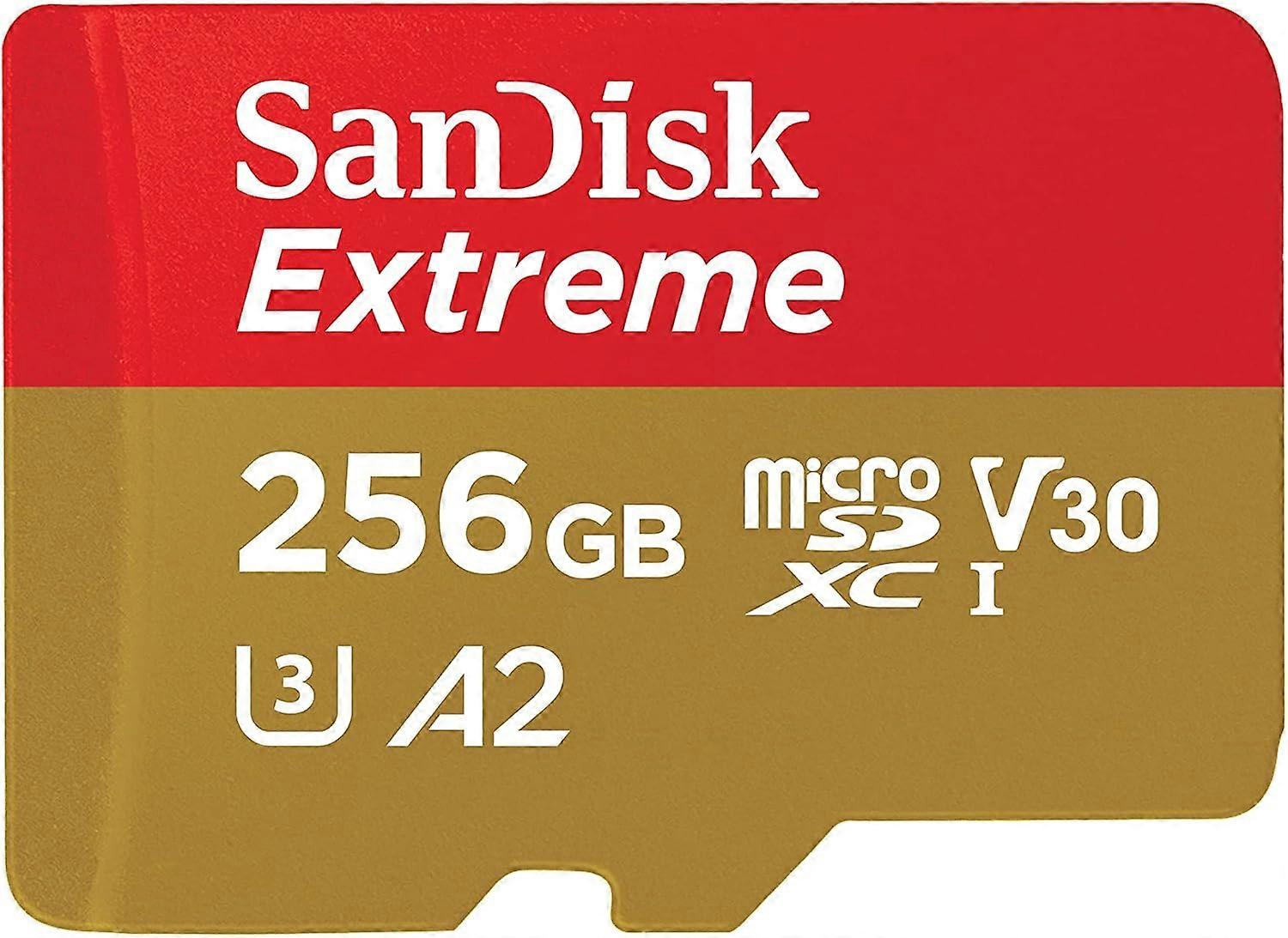 SanDisk 256GB Extreme microSDXC UHS-I Memory Card with Adapter-Up to 190MB/s, C10, U3, V30, 4K, 5K, A2, Micro SD Card-SDSQXAV-256G-GN6MA