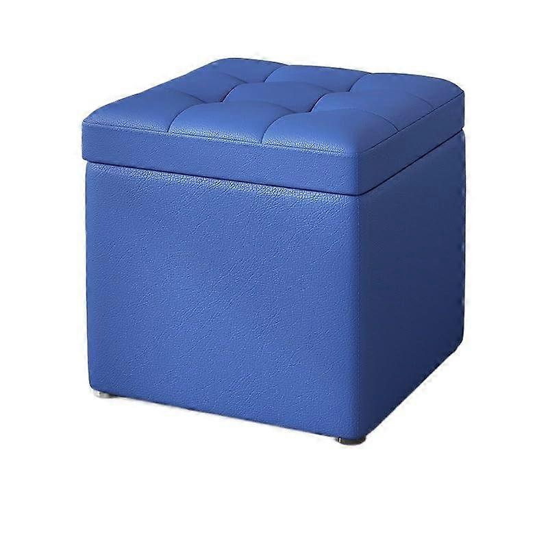 Entryway Shoe Bench With Fabric And Leather Cushion, Low Stool, Space-Saving Footstool, For Living Room And Entryway