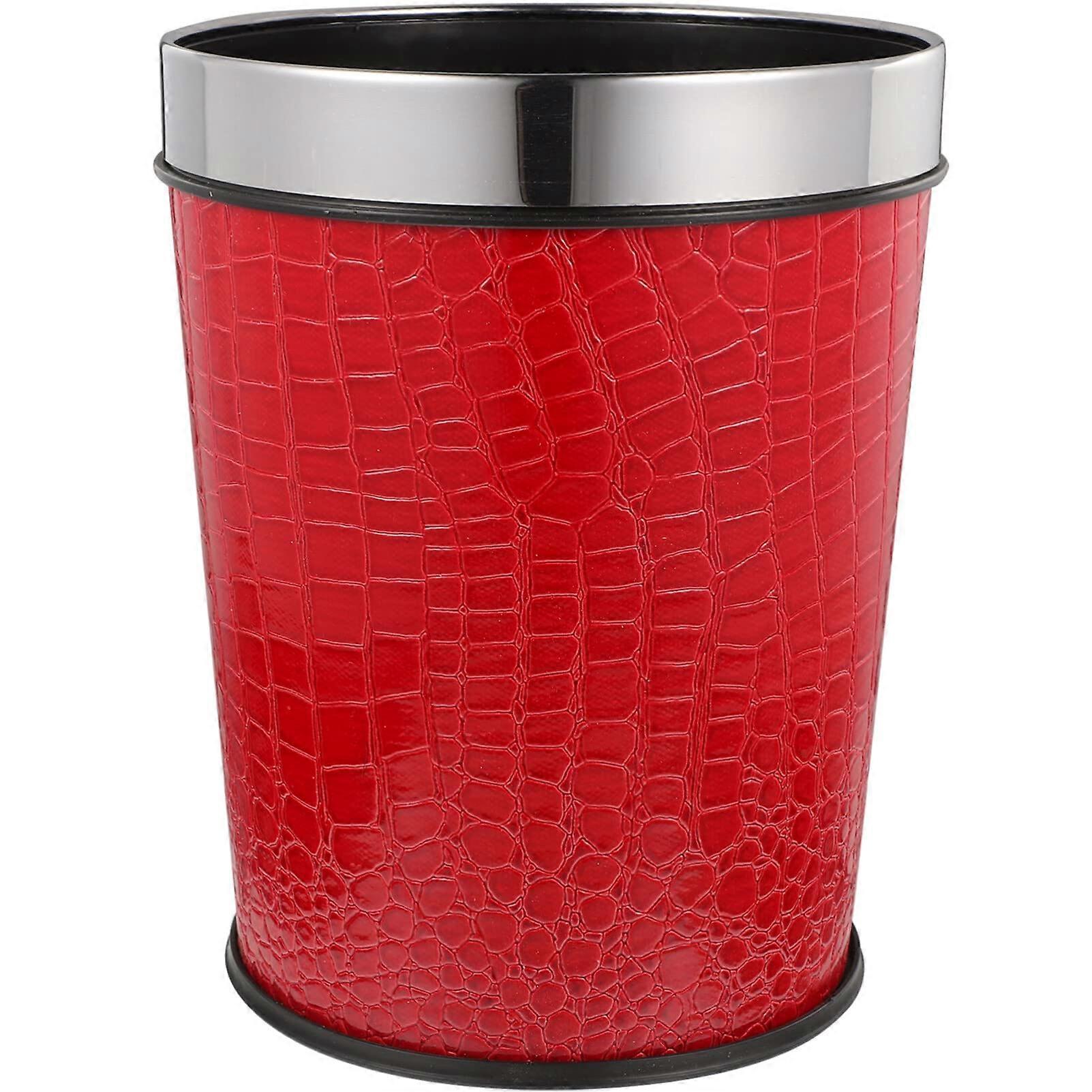 Trash Can 5L Red Waste Paper Bin for Bedroom 26x20x20cm Small Size Durable Design