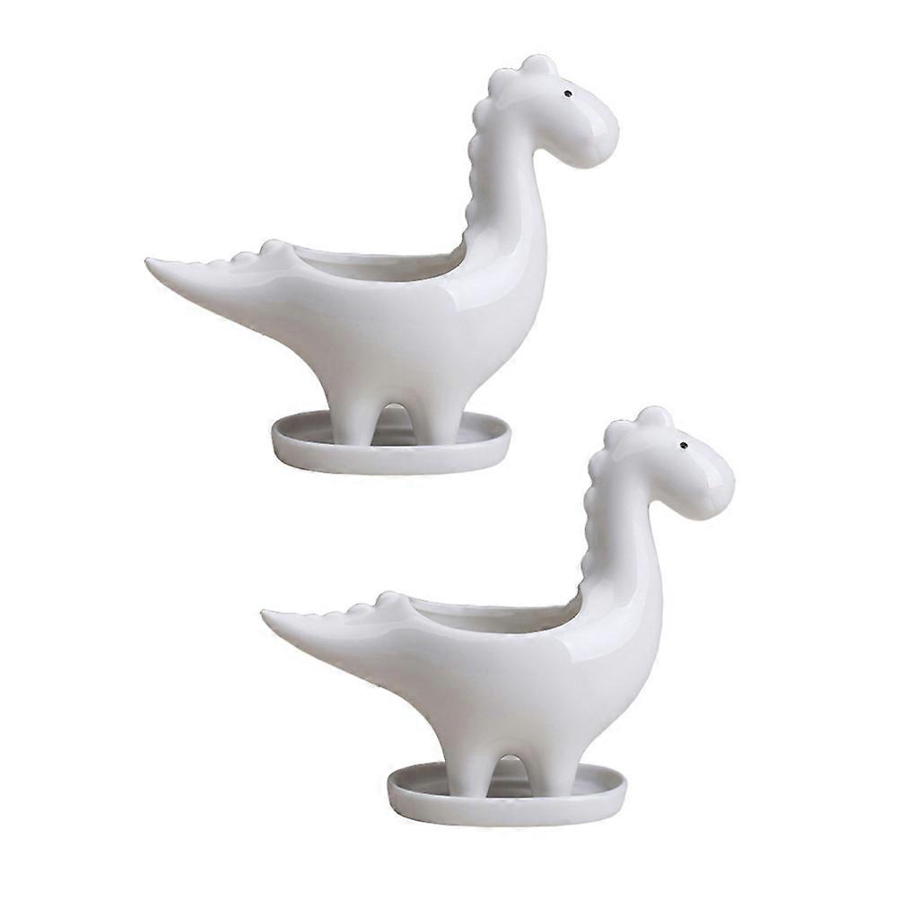 Animal Planter Ceramic Flowerpot Desktop Decor White Decorative 2Pcs
