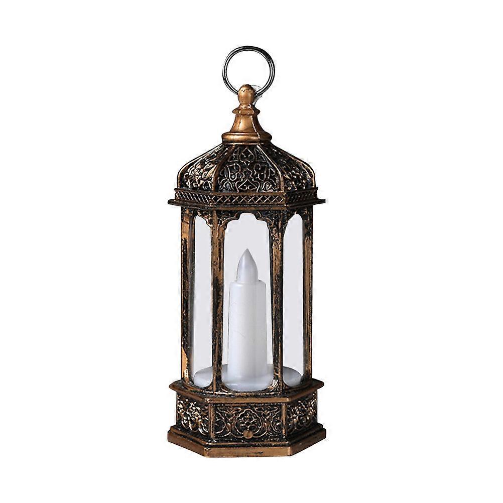 Vintage Hanging Wind Lantern Hexagonal Home Decor Dark Brown Plastic Lighting 1Set