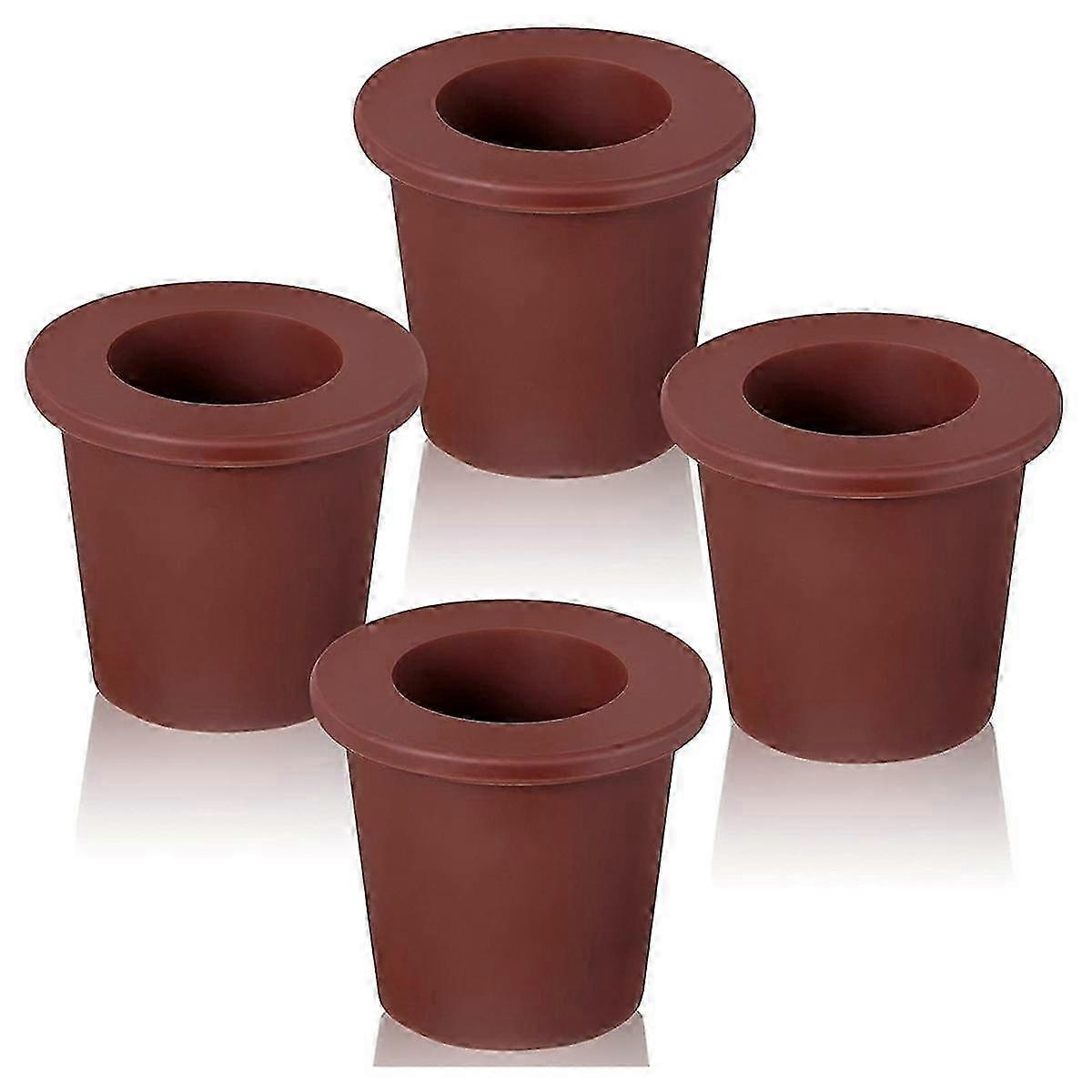 4Pcs Patio Table Umbrella Hole Ring Plug, Silicone Pool Umbrella Sleeve Stabilizer,Umbrella Table Ring Hole Insert Brown