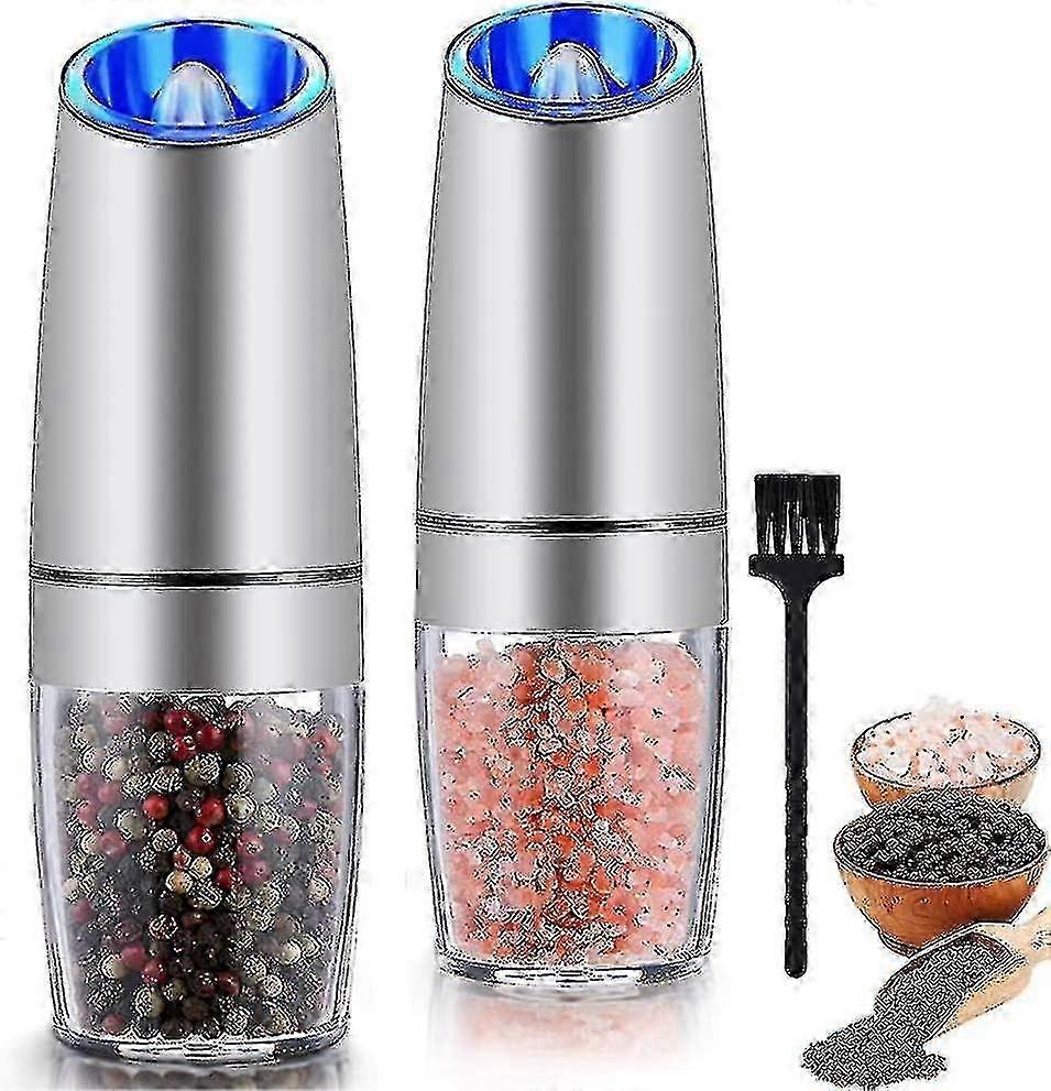 重力式電動ソルト&ペッパーグラインダーセット - 粗さ調整可能な自動電池式ミル、ステンレス鋼(スタイルA)