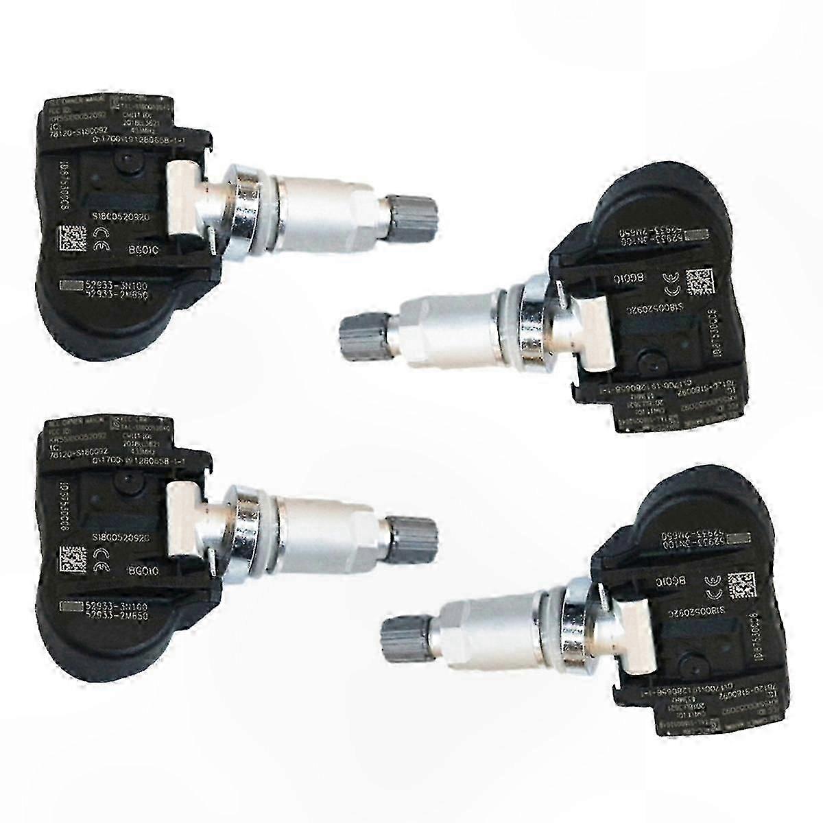 4PCS TPMS Tire Pressure Monitoring Sensors for Wheel Valve SystemsblackSilver