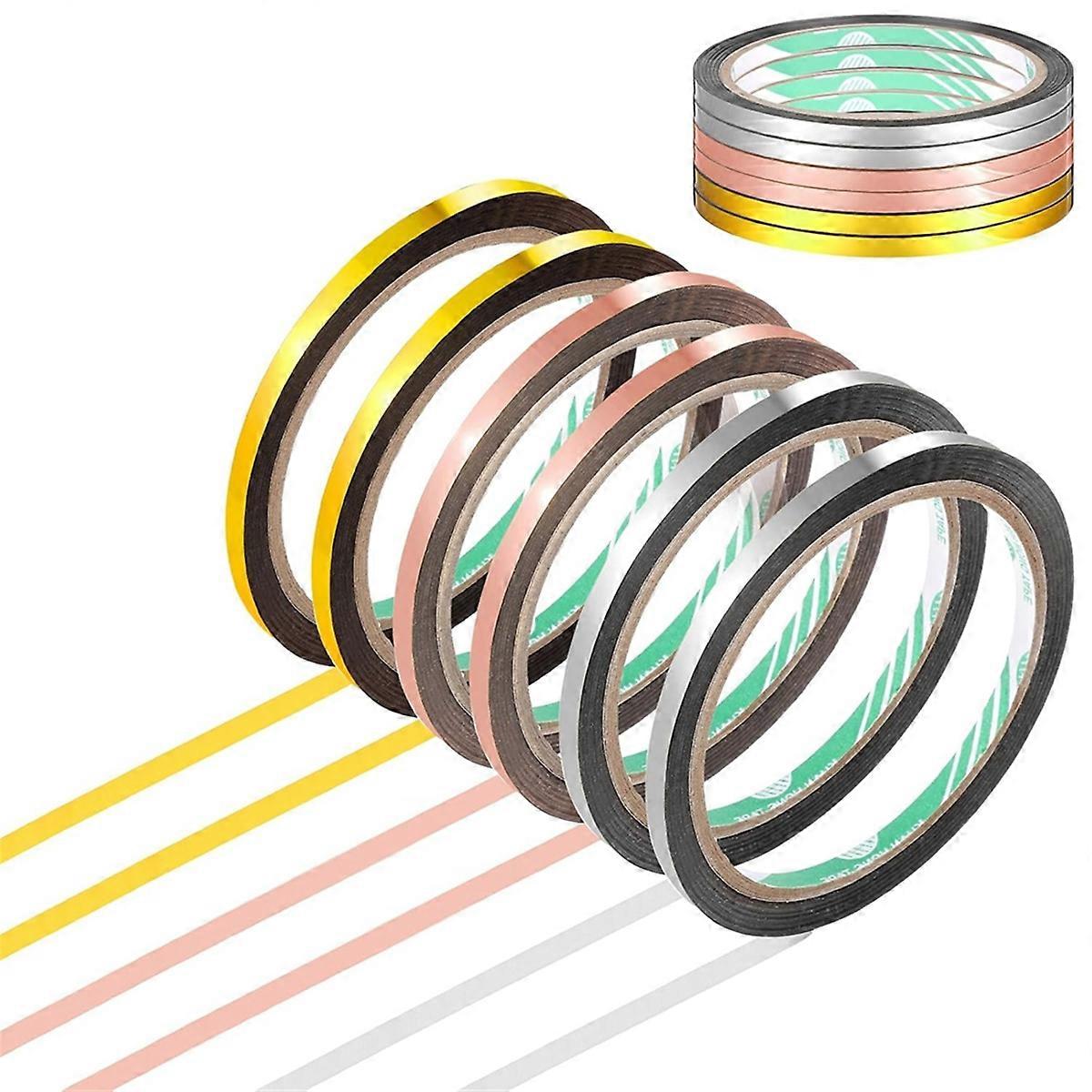 6 PCS Polyester Film Thin Foil Mirror Tape,Graphic Art Self Adhesive