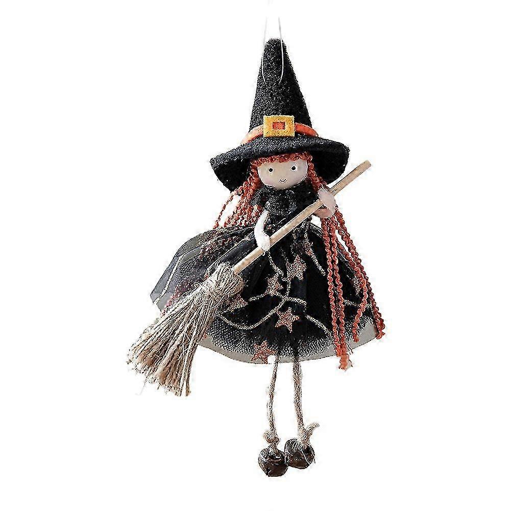 Halloween kleine Hexenfigur mit Gazerock, hängende Hexenpuppe Ornament (schwarz, 1 Stück)