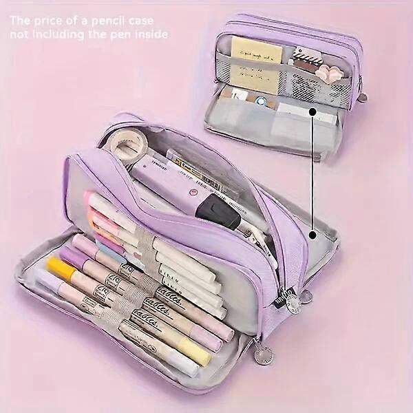 Three-layer pencil case, made of Oxford cloth, large capacity and multi-functional