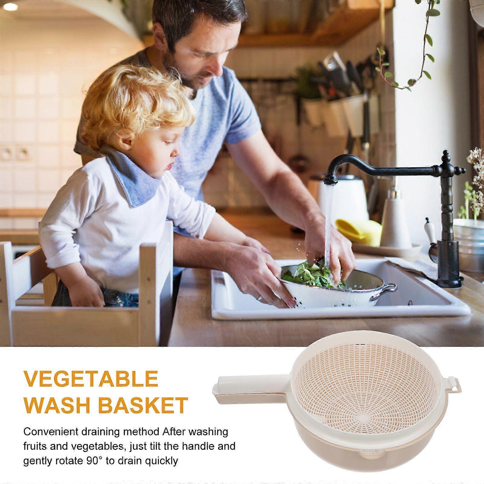 Vegetable Washing Basket Double-layer Draining Basket Bowl Fruit Drying Basket