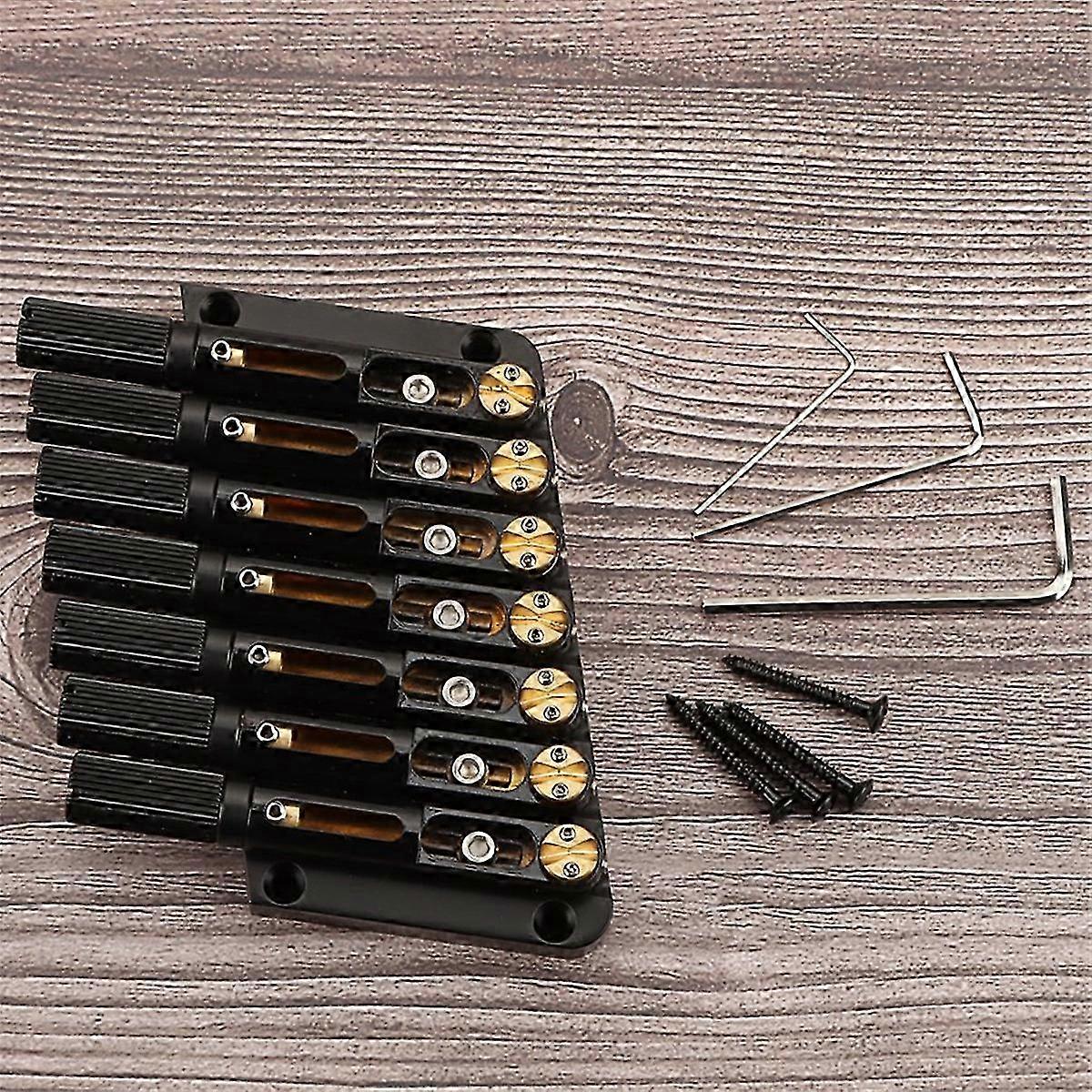 Improved Headless 7-String Oblique Bridge for Electric Guitars with Metal Saddles