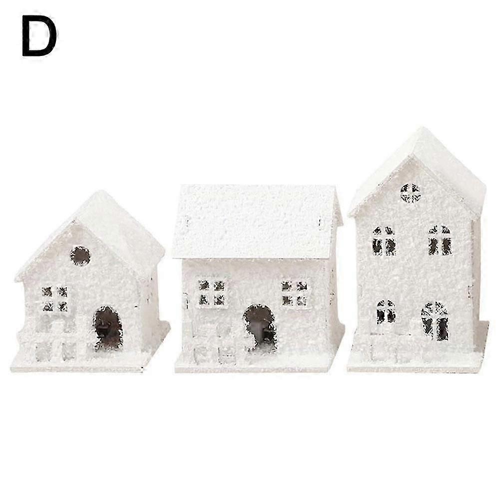 Christmas Tabletop LED Wooden House Snow Rustic Centerpiece Xmas Decoration