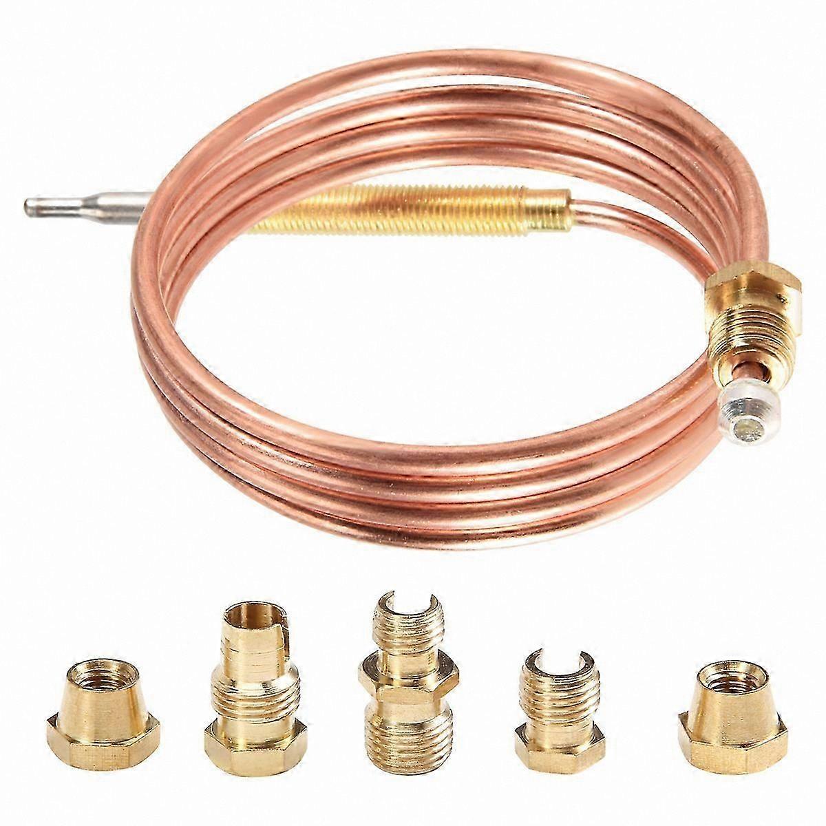 Universal 900mm Gas Stove Thermocouple Kit with M6x0.75 Split Nuts, Replacement for Five Units