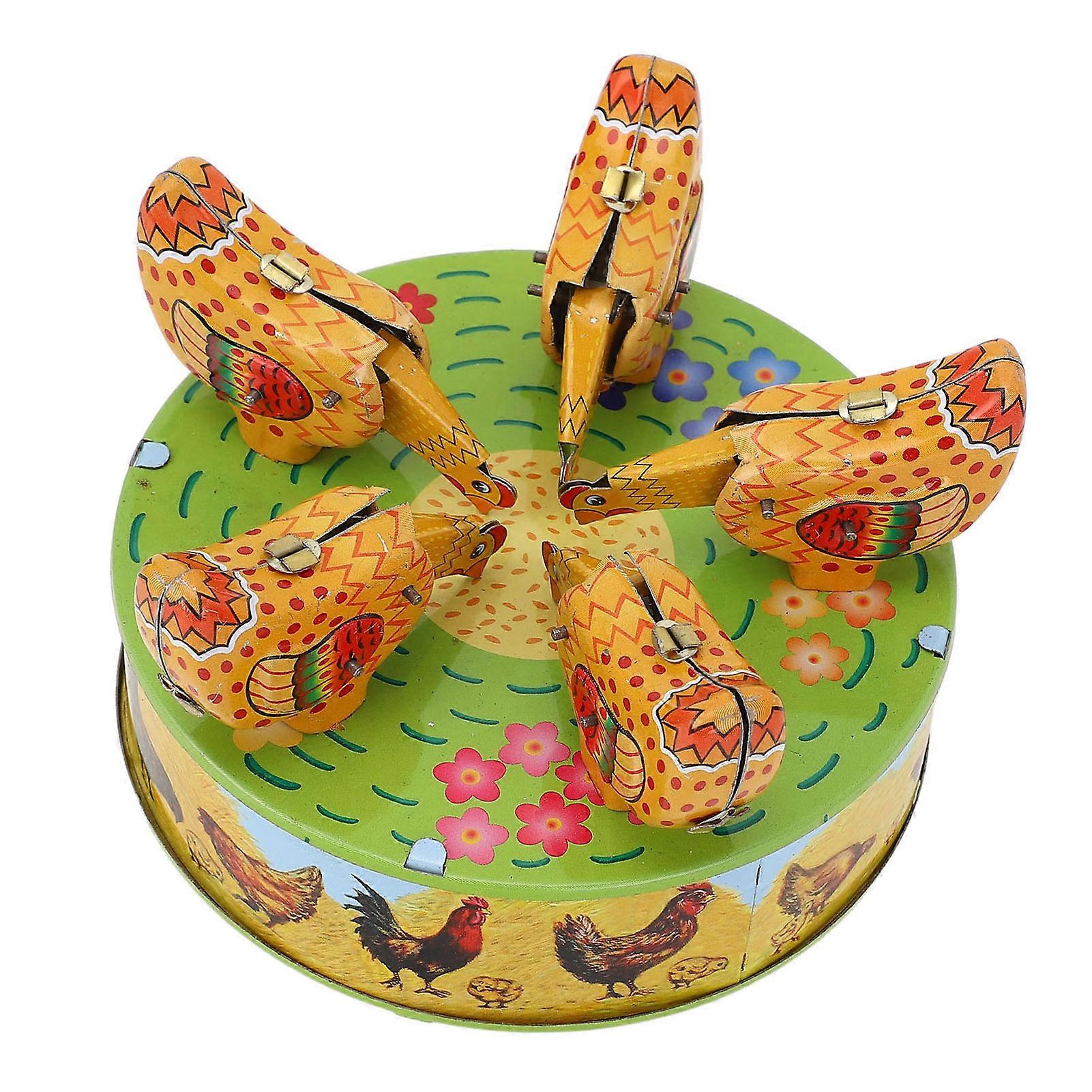 Vintage Iron Wind-Up Chicken Toy Decorative Clockwork for Cafe