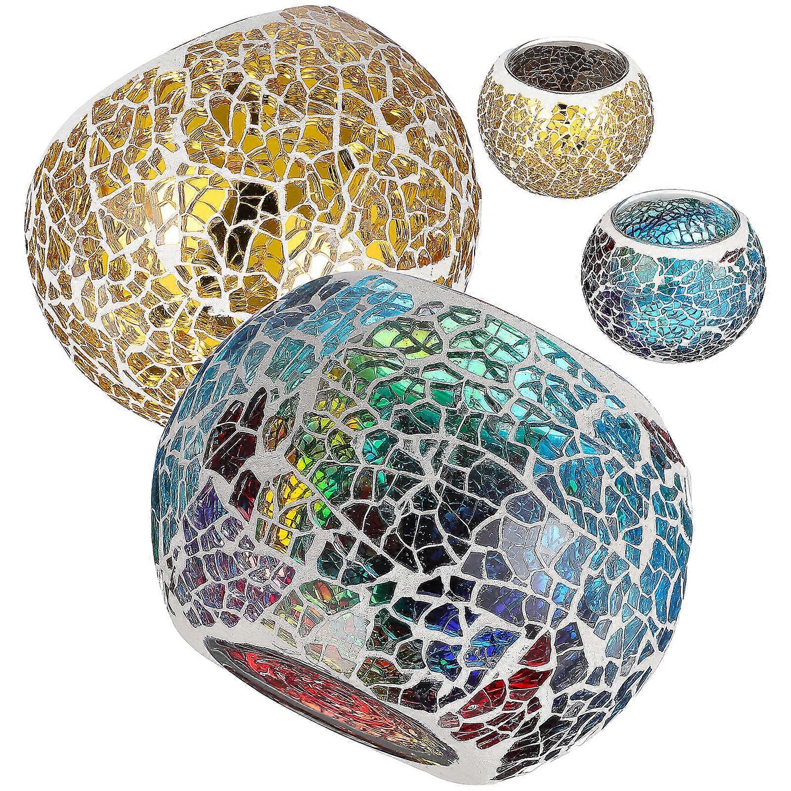 Glass Candle Stand Mosaic Tealight Holders for Home Use 8Pcs Set