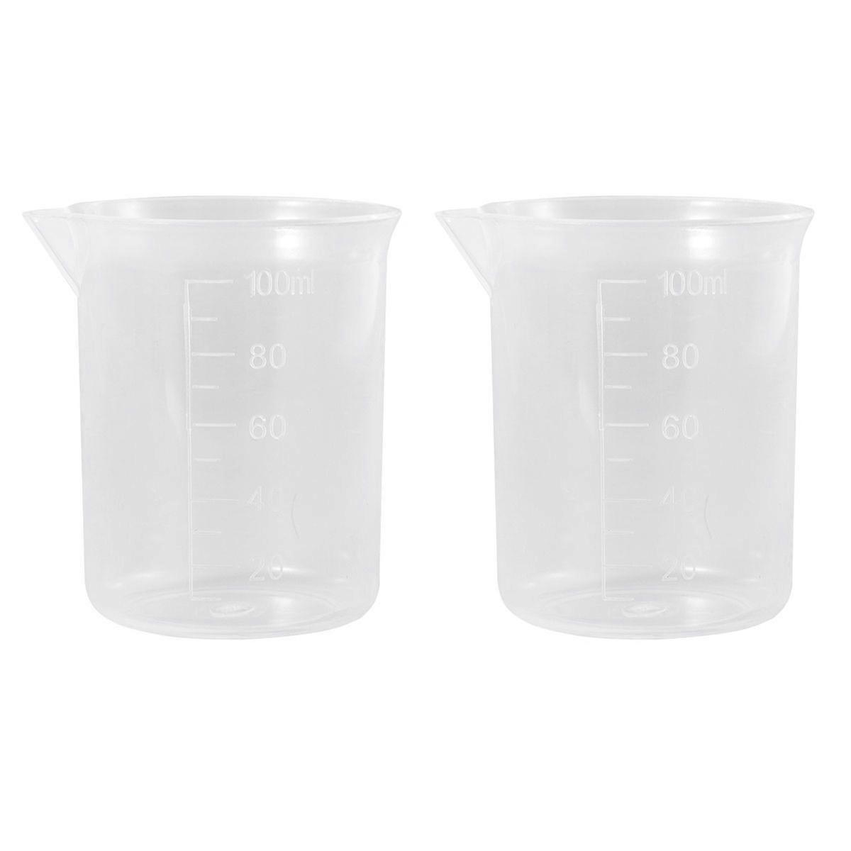 2 PCS 100mL PP Plastic Graduation Beakers Measuring Cups Liquid Container