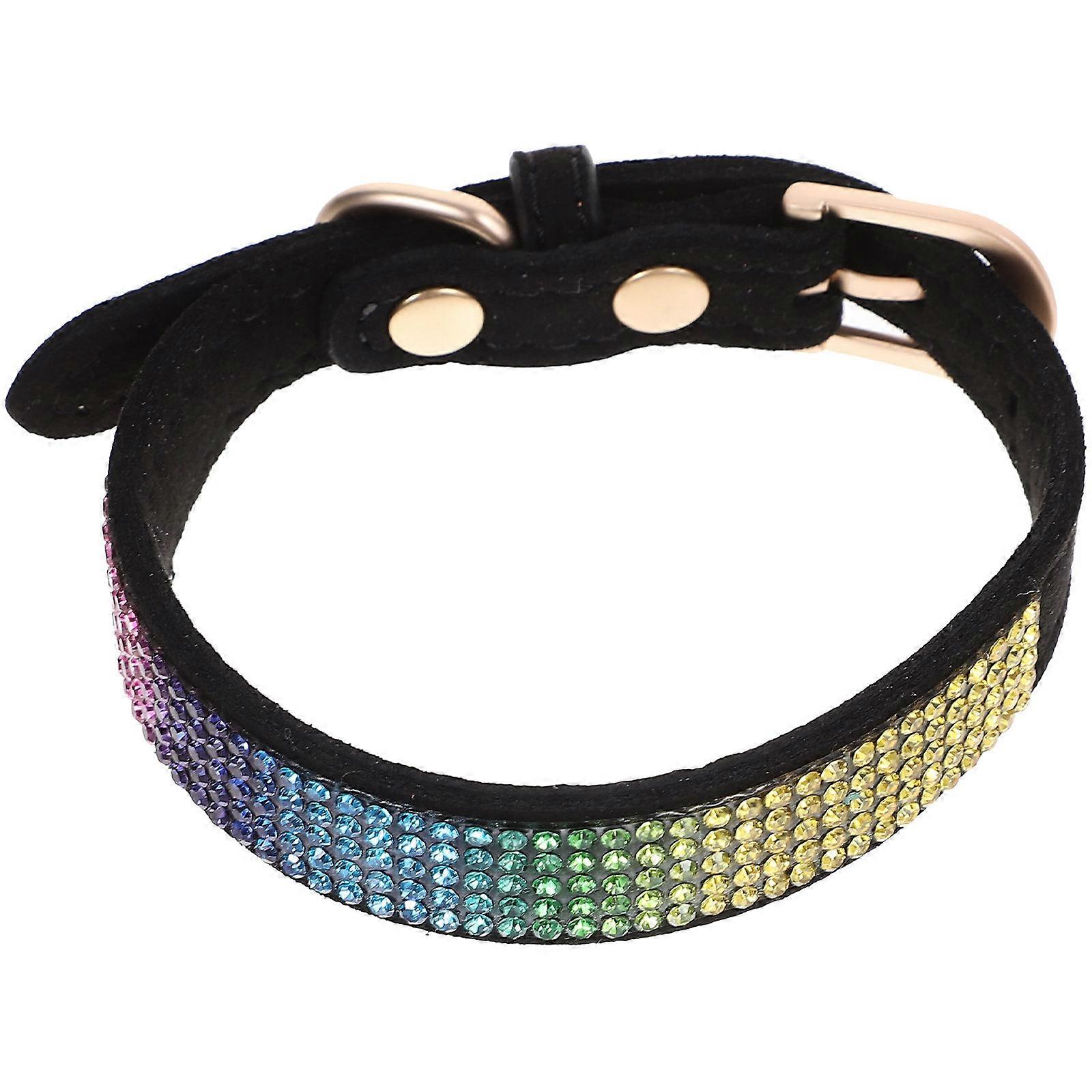 Sparkling Rhinestone Pet Collar Adjustable for Dog Use Black Puppy Collar