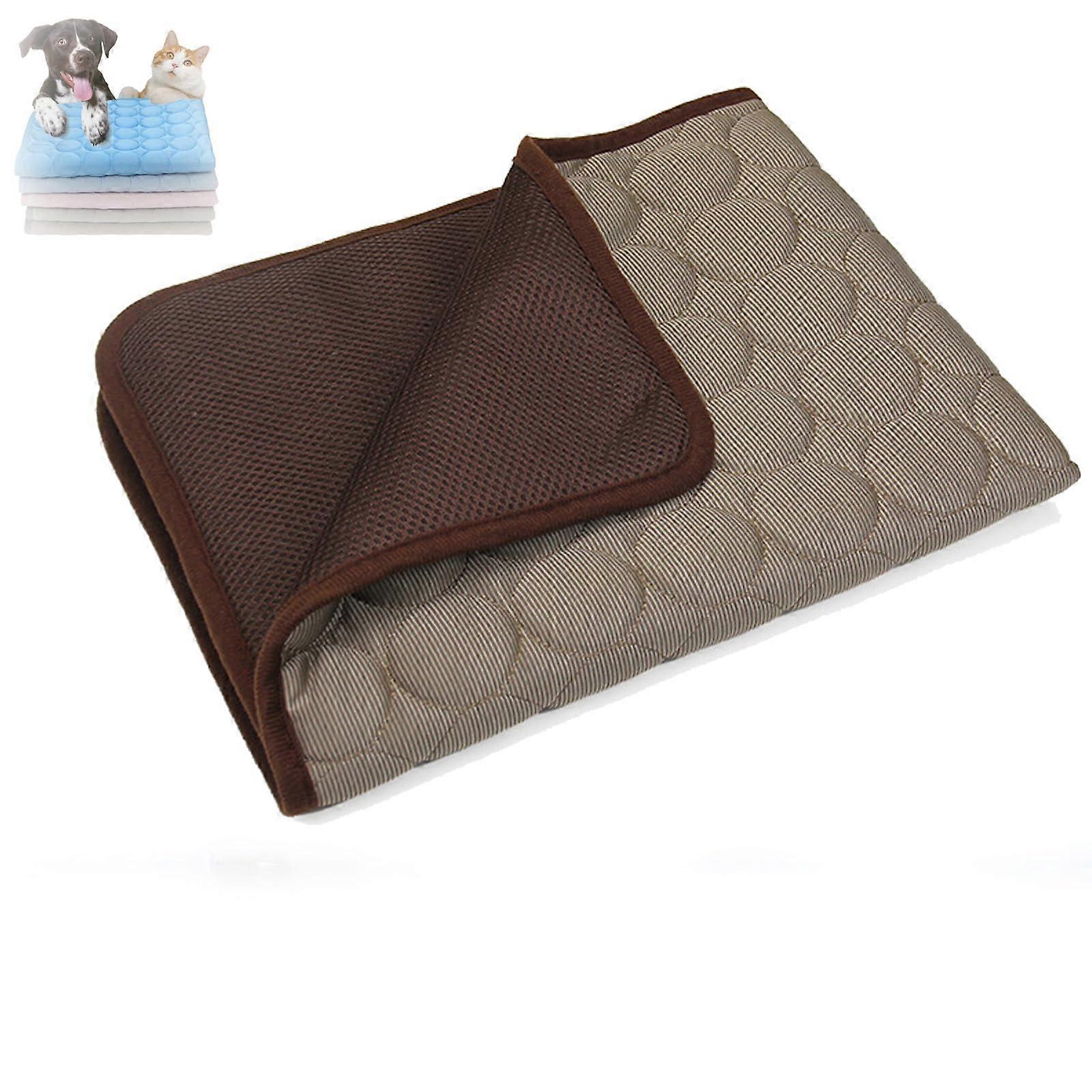 Cooling Mat for Cats Outdoor Use 3 Layer System Instant Cool 70x55 cm Coffee Color Suitable for All Pets