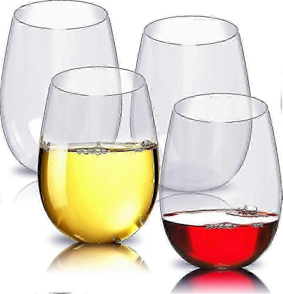 Shatterproof Stemless Plastic Wine Glasses, Unbreakable & Reusable for 2025-jc