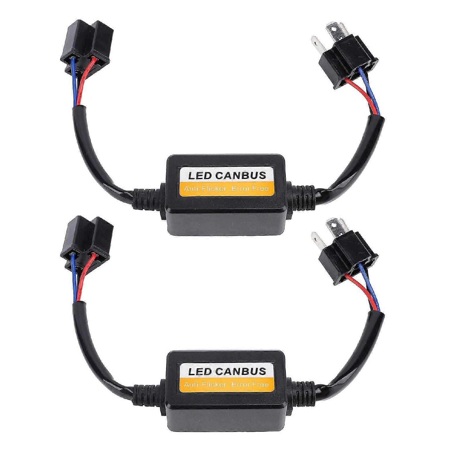 2pcs H4 LED CANbus Decoder DC 9 to 16V Plug and Play Anti Flickering LED Headlight Resistor Decoder