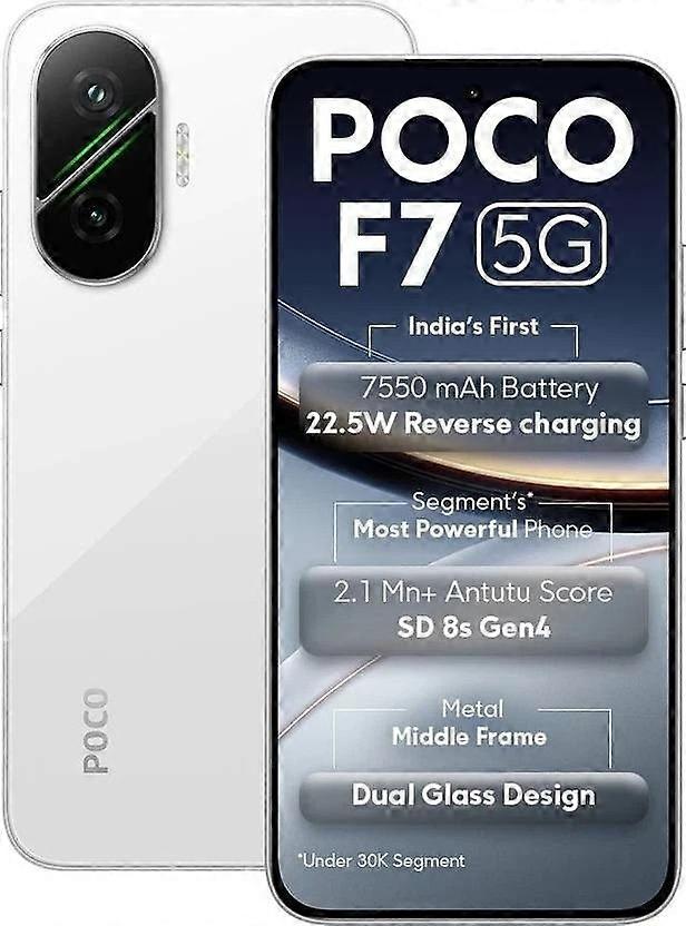 POCO F7 Smartphone, 12+512GB, 6500mAh battery, NFC Dual sim Unlocked Model,White