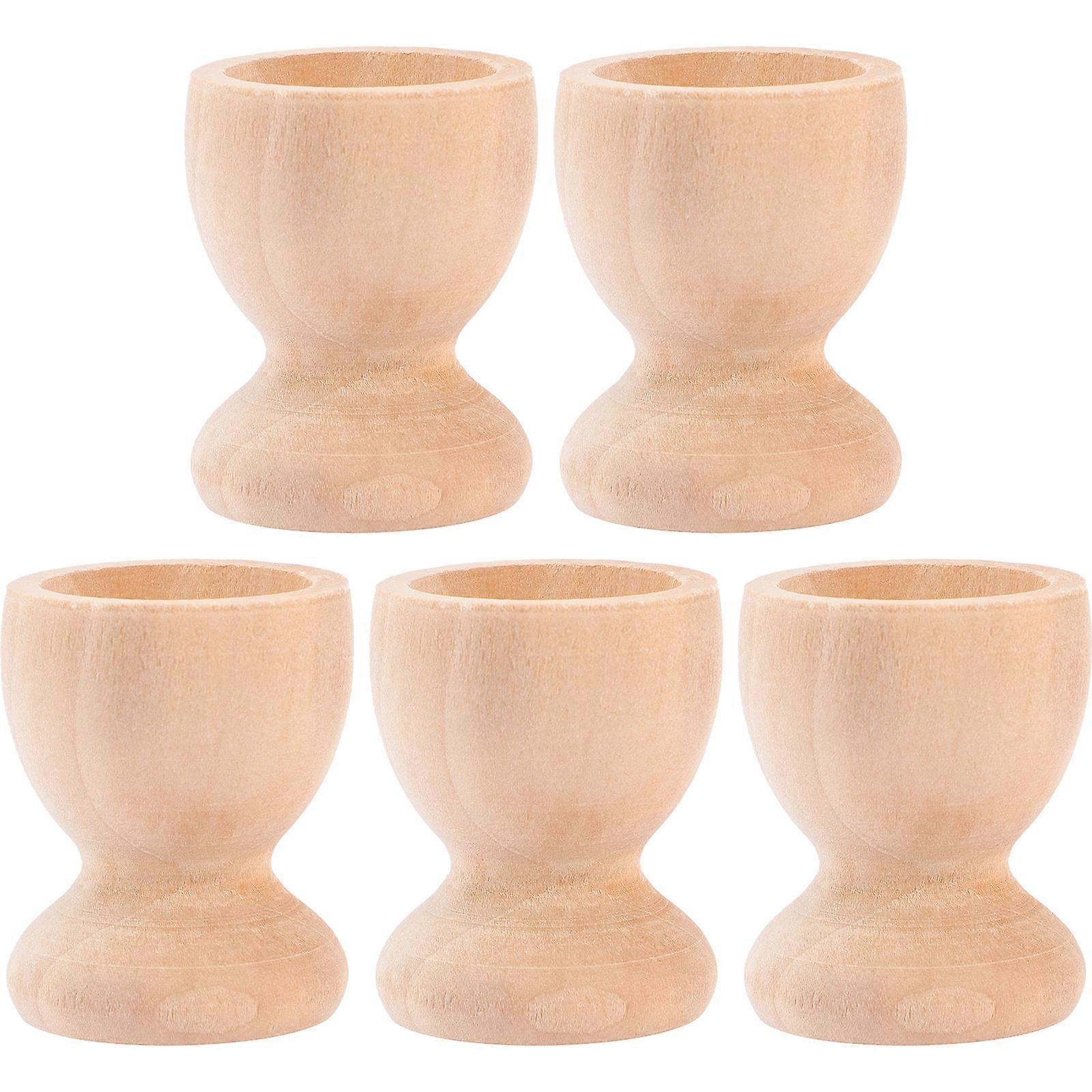 Wood Egg Cup for Storage Use 5Pcs Easter Party DIY Eggs Holder