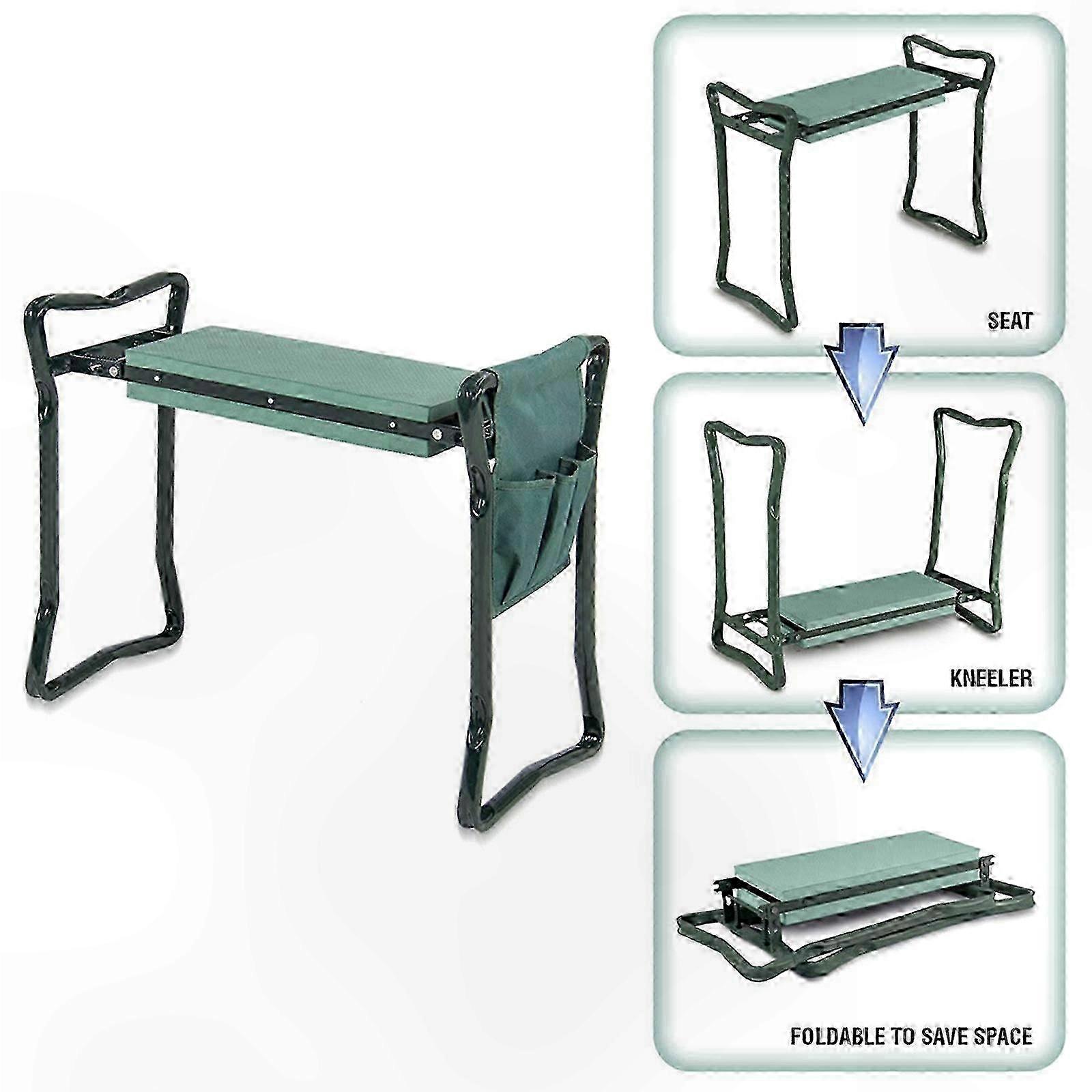 Foldable Gardening Seat with Storage for Tools and Easy Planting