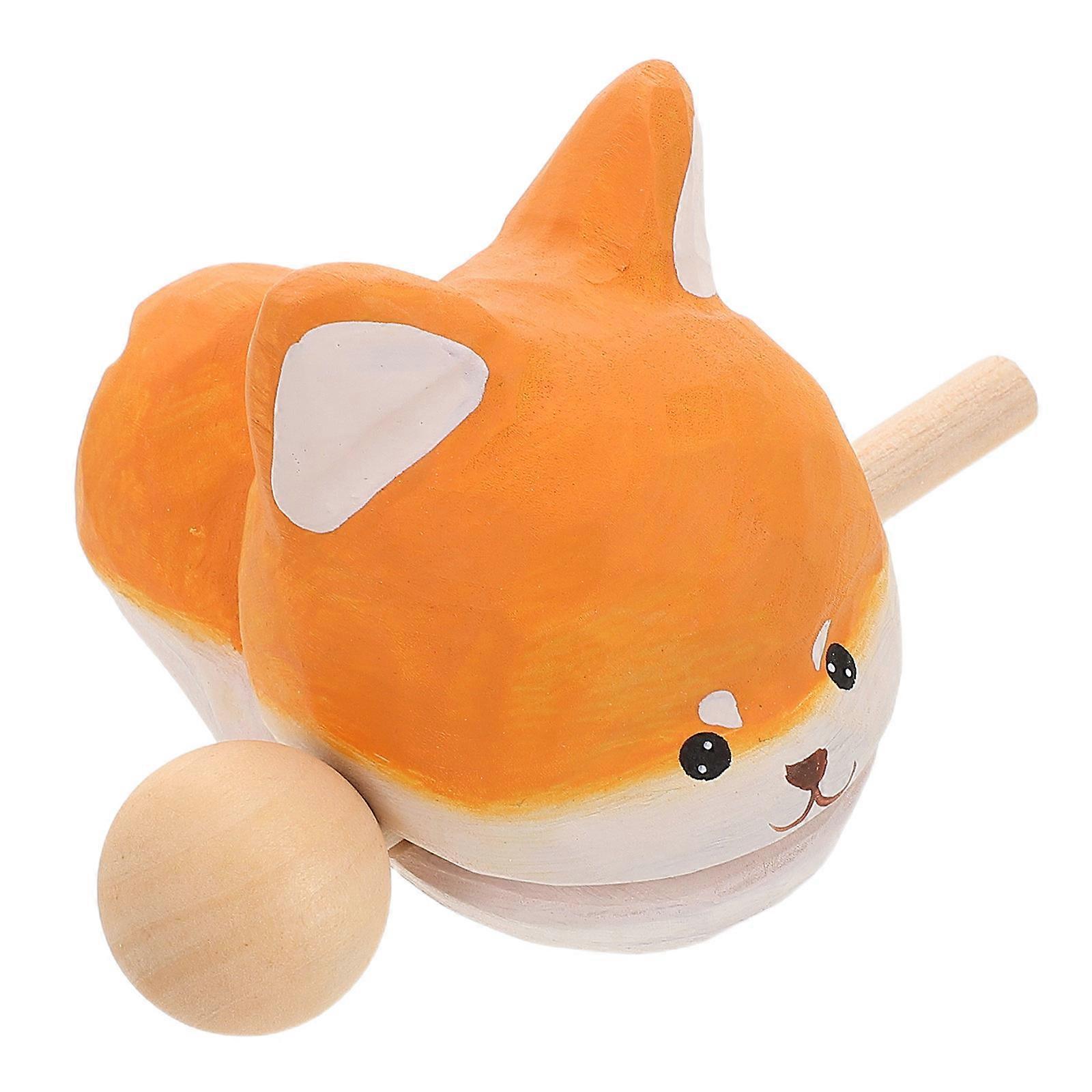 Wooden Fish Temple Block for Meditation and Relaxation 5Pcs Orange Desk Ornament