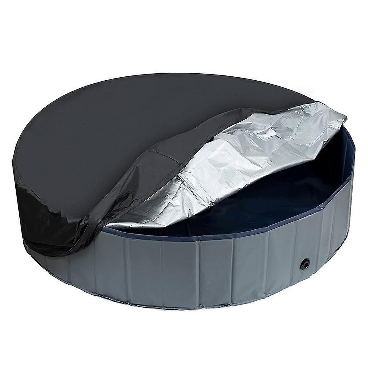 Round Dog Pool Cover Set Pool Cover Foldable Pet Bath Pool Cover Above Ground Bathing Tub Kiddie Poo
