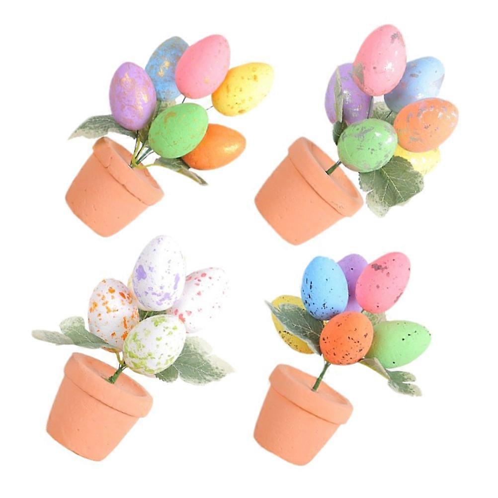Egg Ornaments Easter Party Small Plant Pot Decor Foam Material Delicate Gesture Compact Shape Table Decor 4Pcs