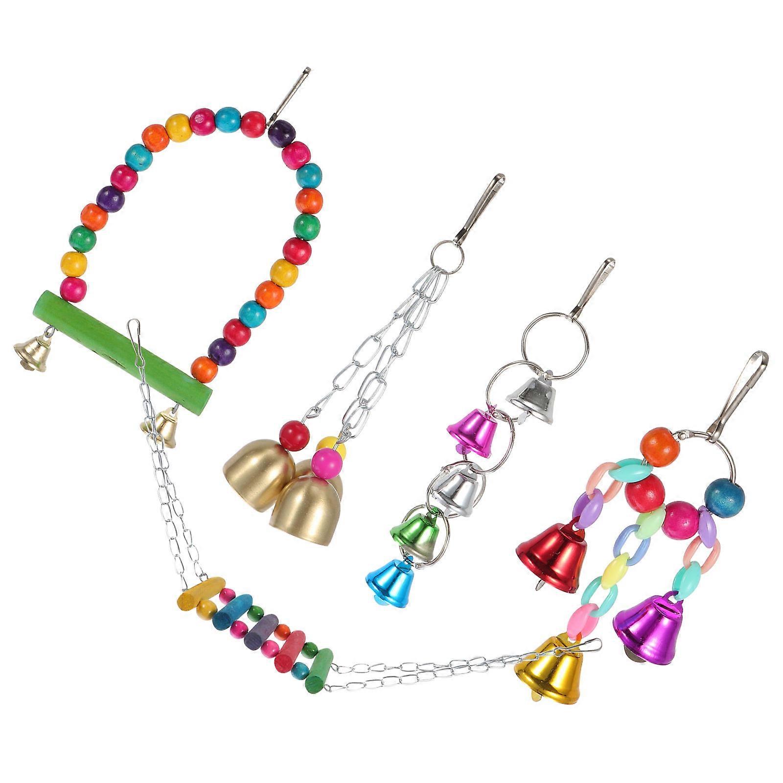 Hanging Parrot Cage Toys 10 Pcs Assorted Color Chewing Entertainment For Parrots Cockatiels Small Birds Skill Development