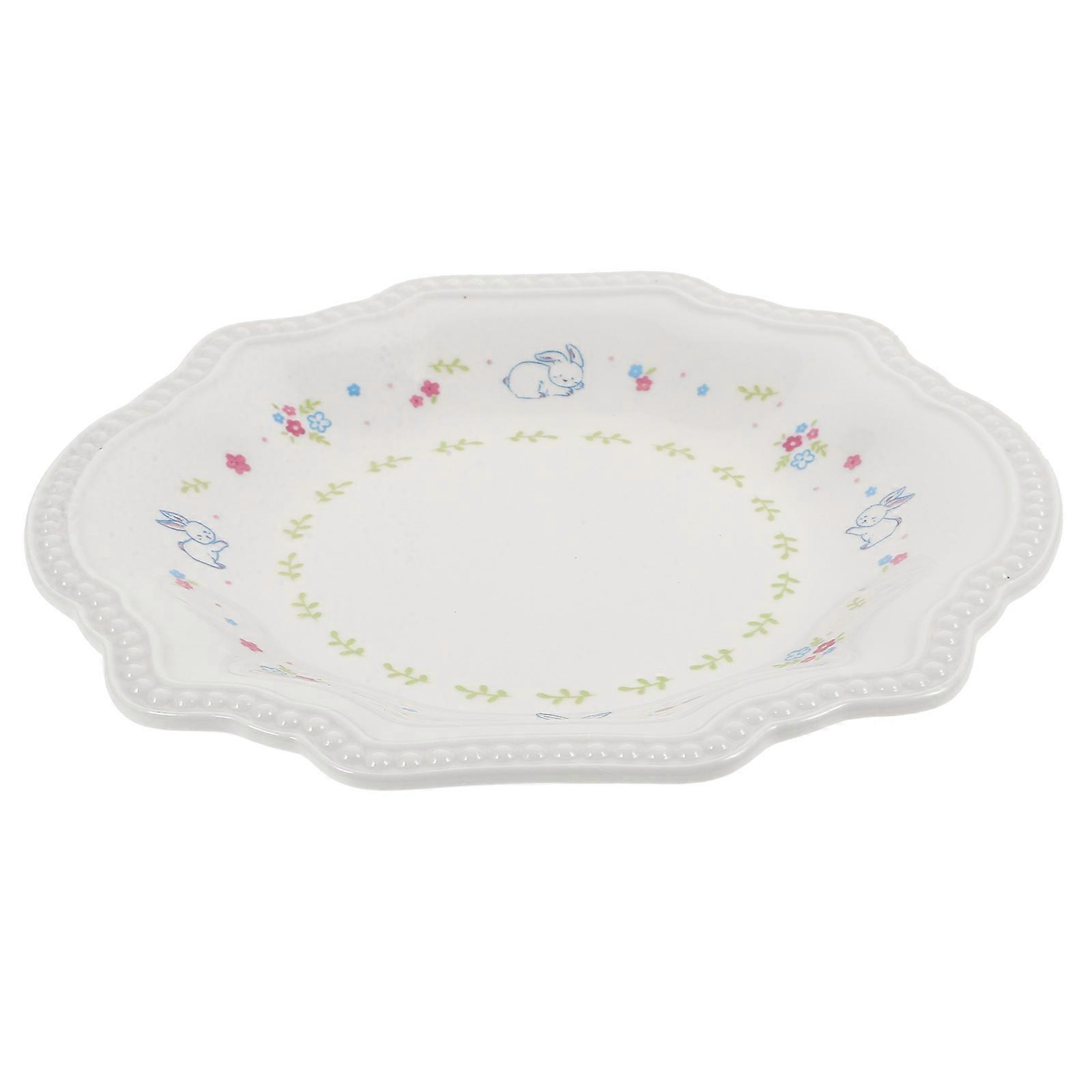 Porcelain Plate with Bunny Pattern for Food Serving Use 3Pcs Set