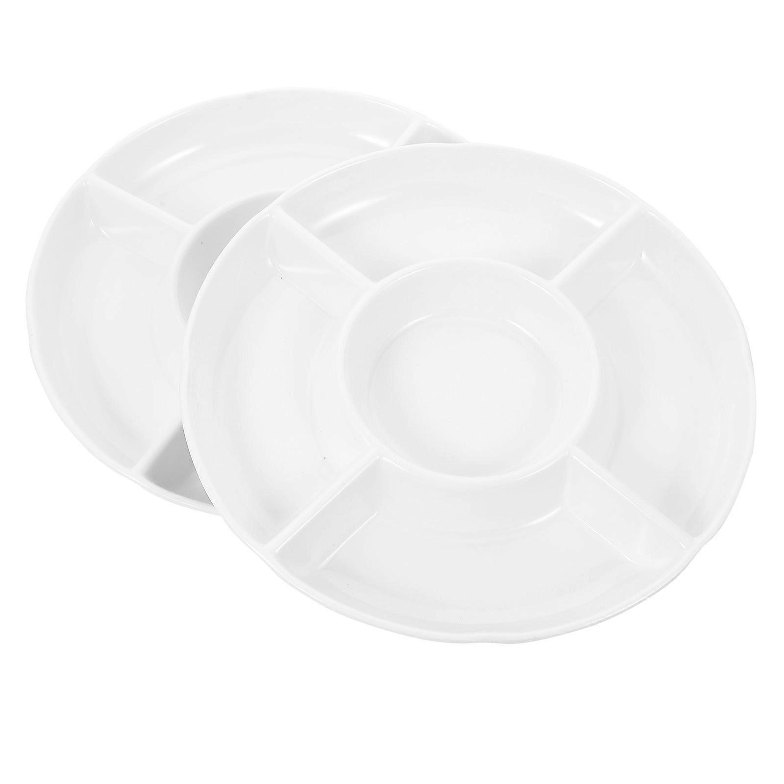 Compartment Appetizer Serving Tray Five-Grid Design Fruit Bowl For Entertaining Guests Material Separating Foods 2Pcs